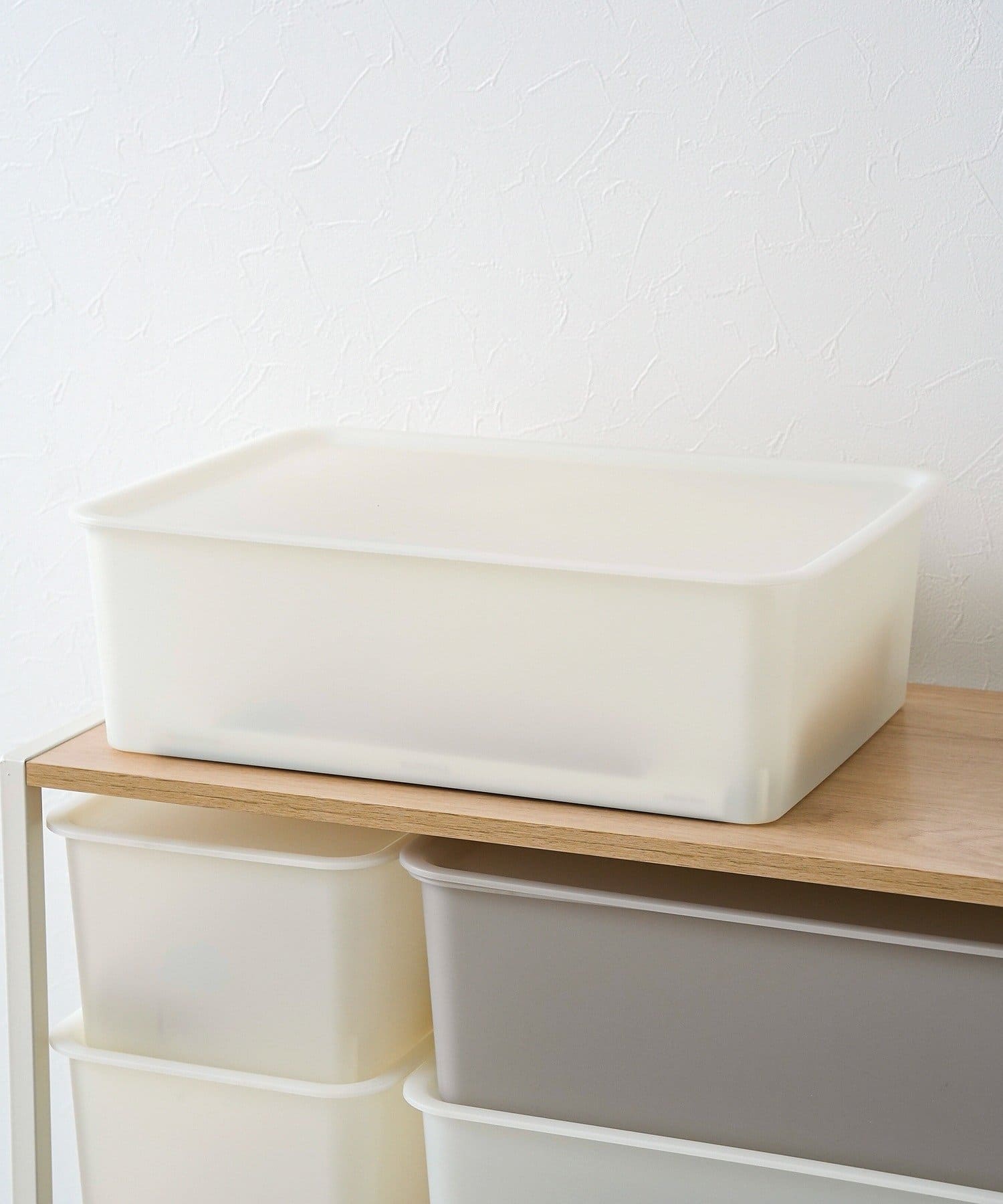 3COINS(スリーコインズ) シアー蓋付き収納：M