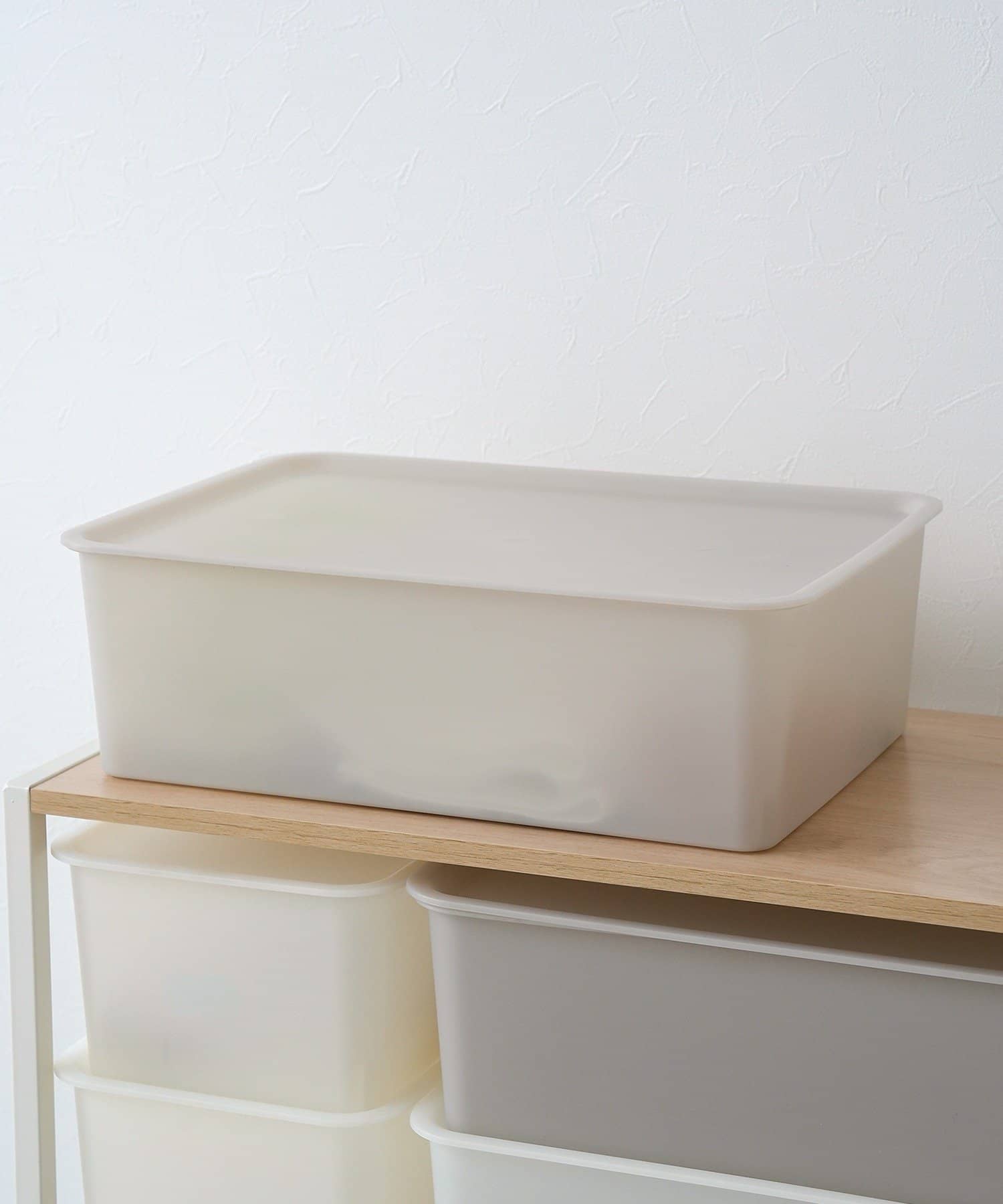 3COINS(スリーコインズ) シアー蓋付き収納：M