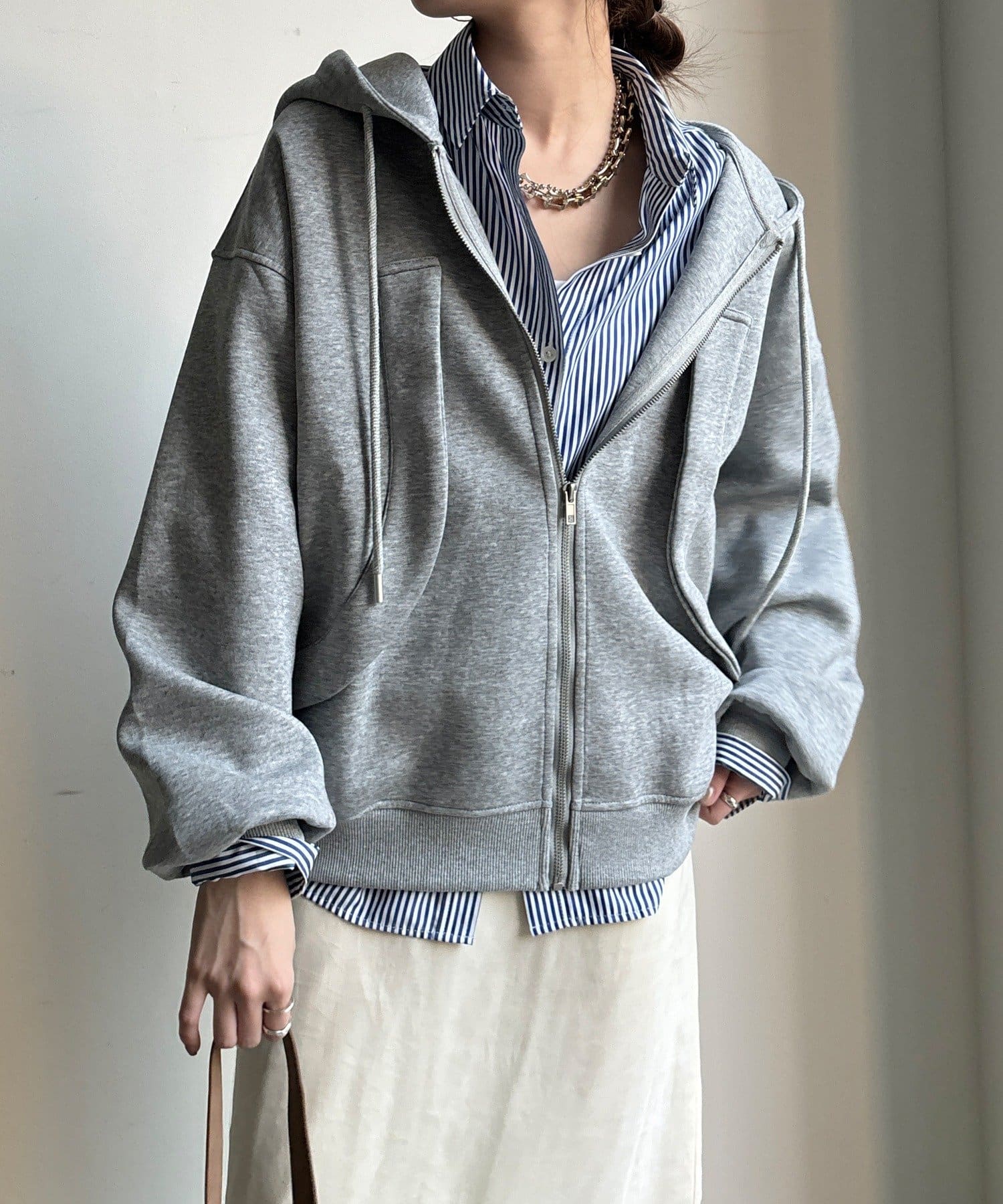 DOUDOU(ドゥドゥ) 【WEB限定】フロントウェーブ切替フーディー