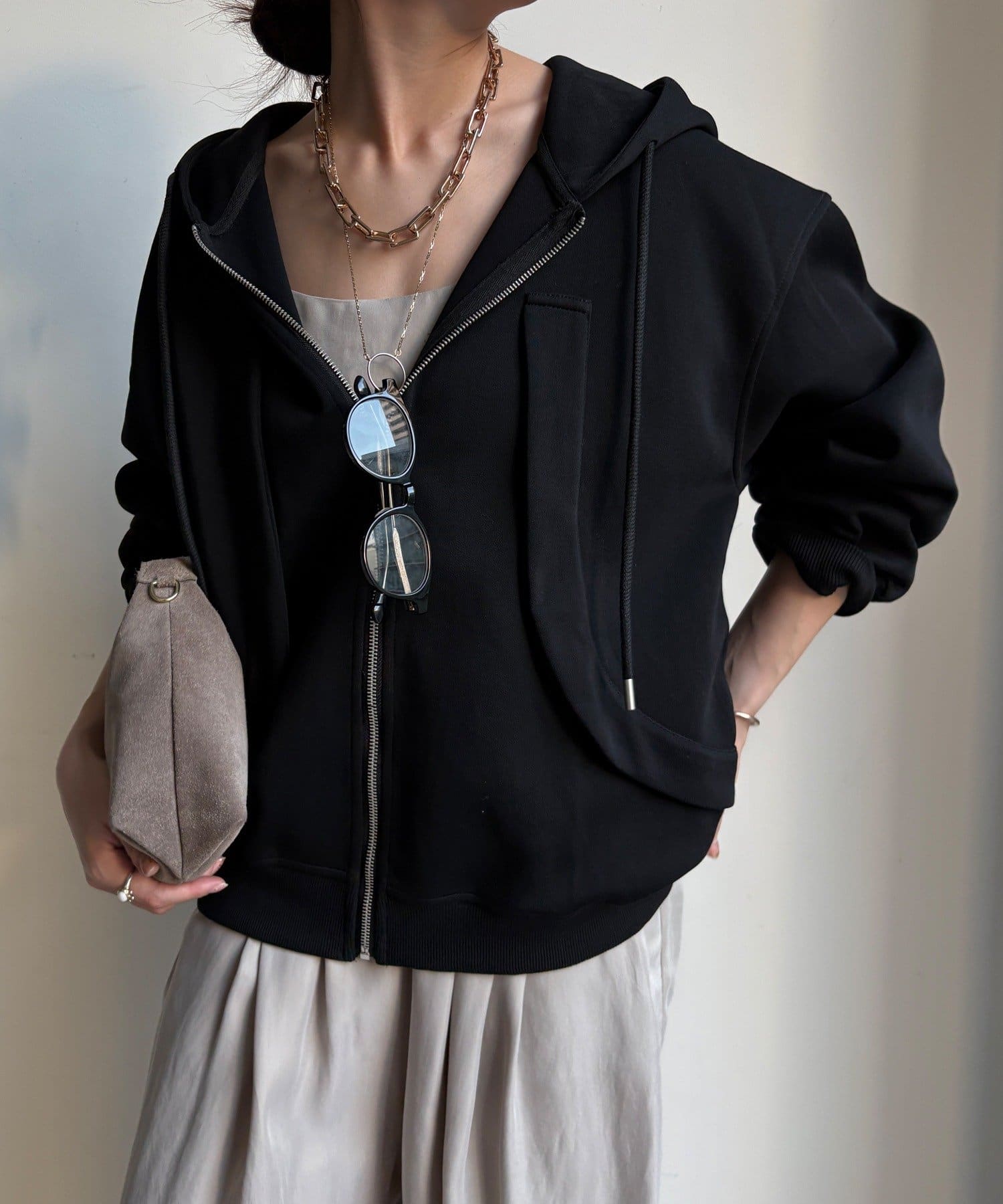 DOUDOU(ドゥドゥ) 【WEB限定】フロントウェーブ切替フーディー