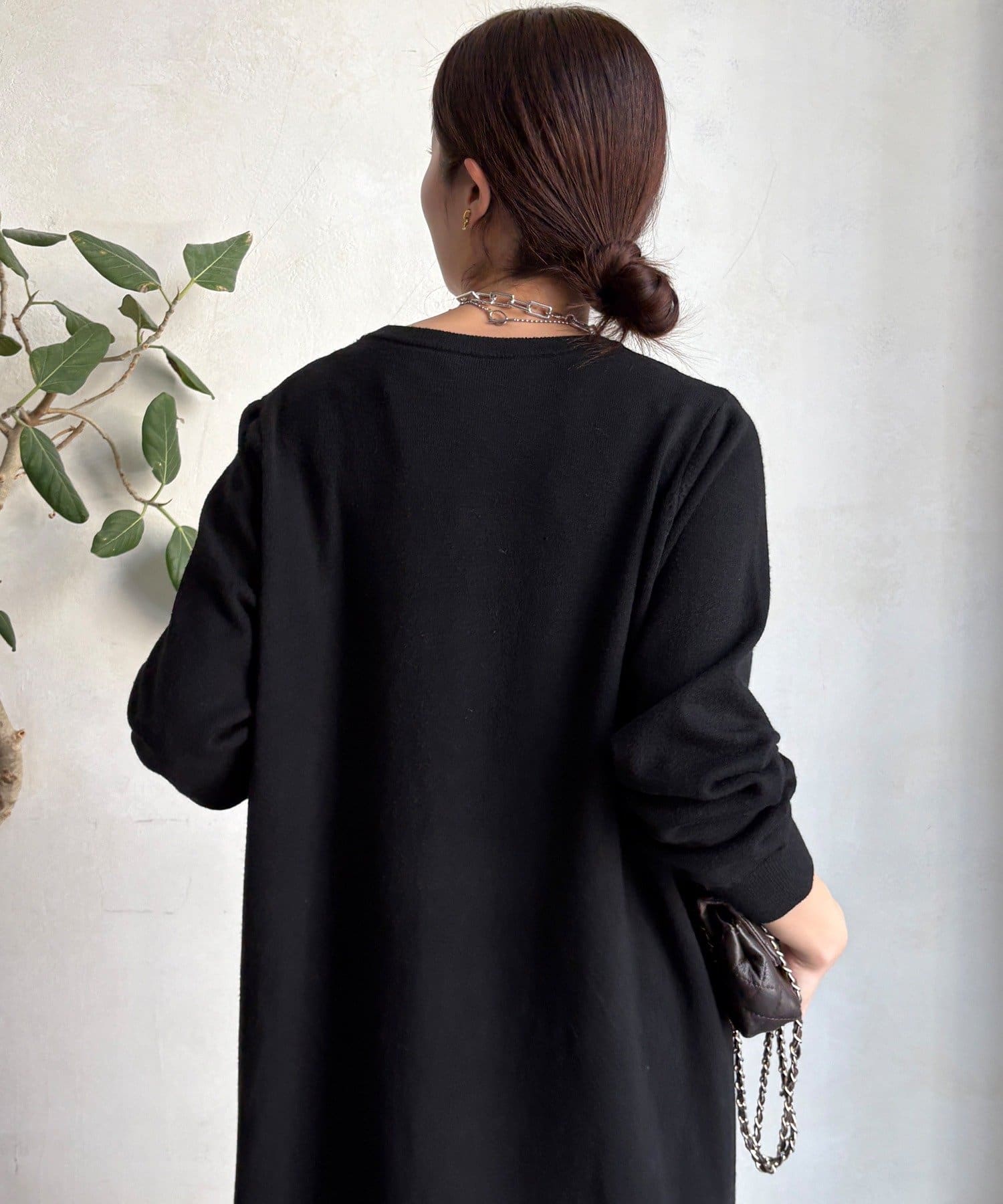 DOUDOU(ドゥドゥ) 【WEB限定】異素材切替ニットワンピース