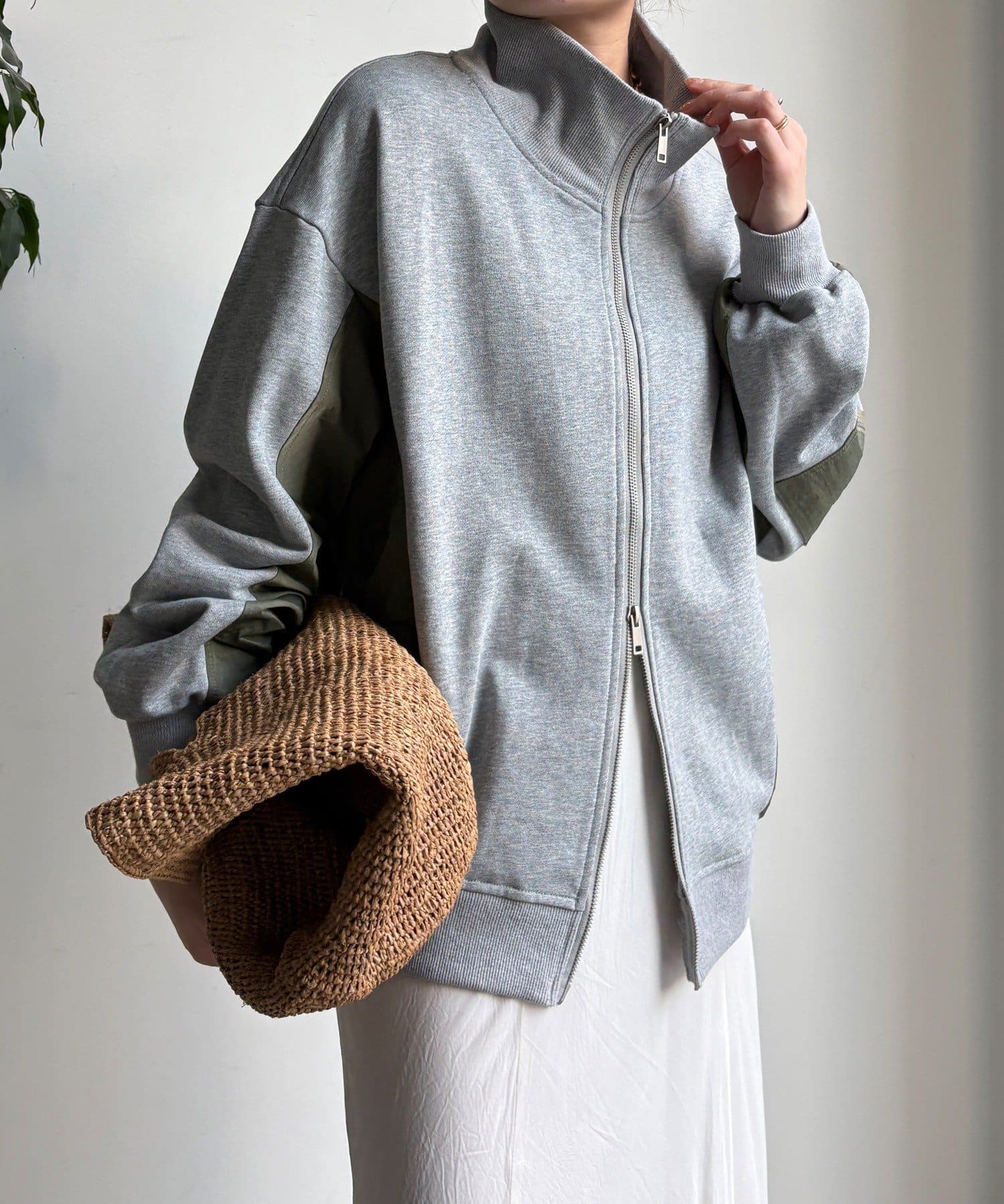 DOUDOU(ドゥドゥ) 【WEB限定】異素材切替ダブルジップブルゾン