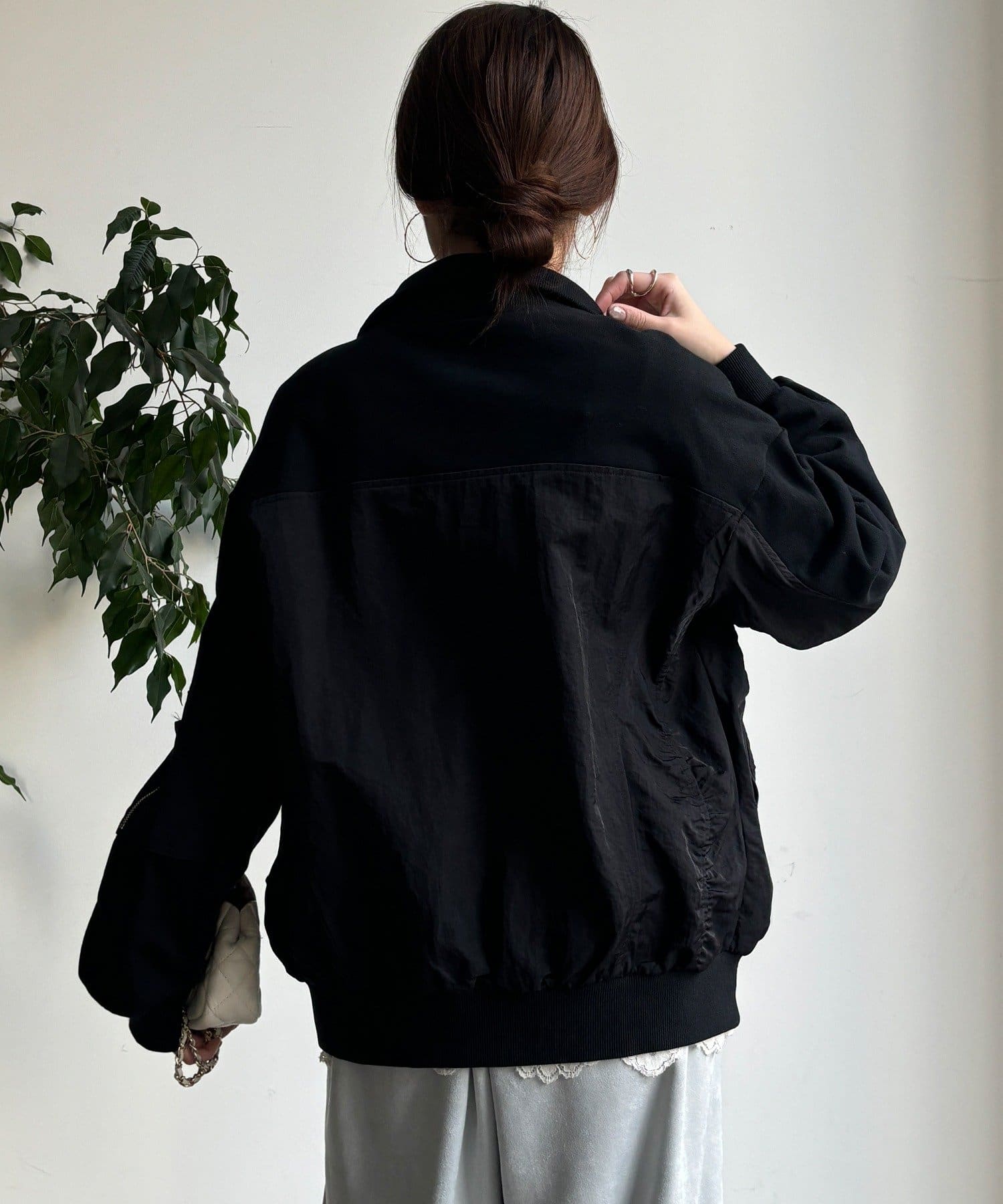 DOUDOU(ドゥドゥ) 【WEB限定】異素材切替ダブルジップブルゾン