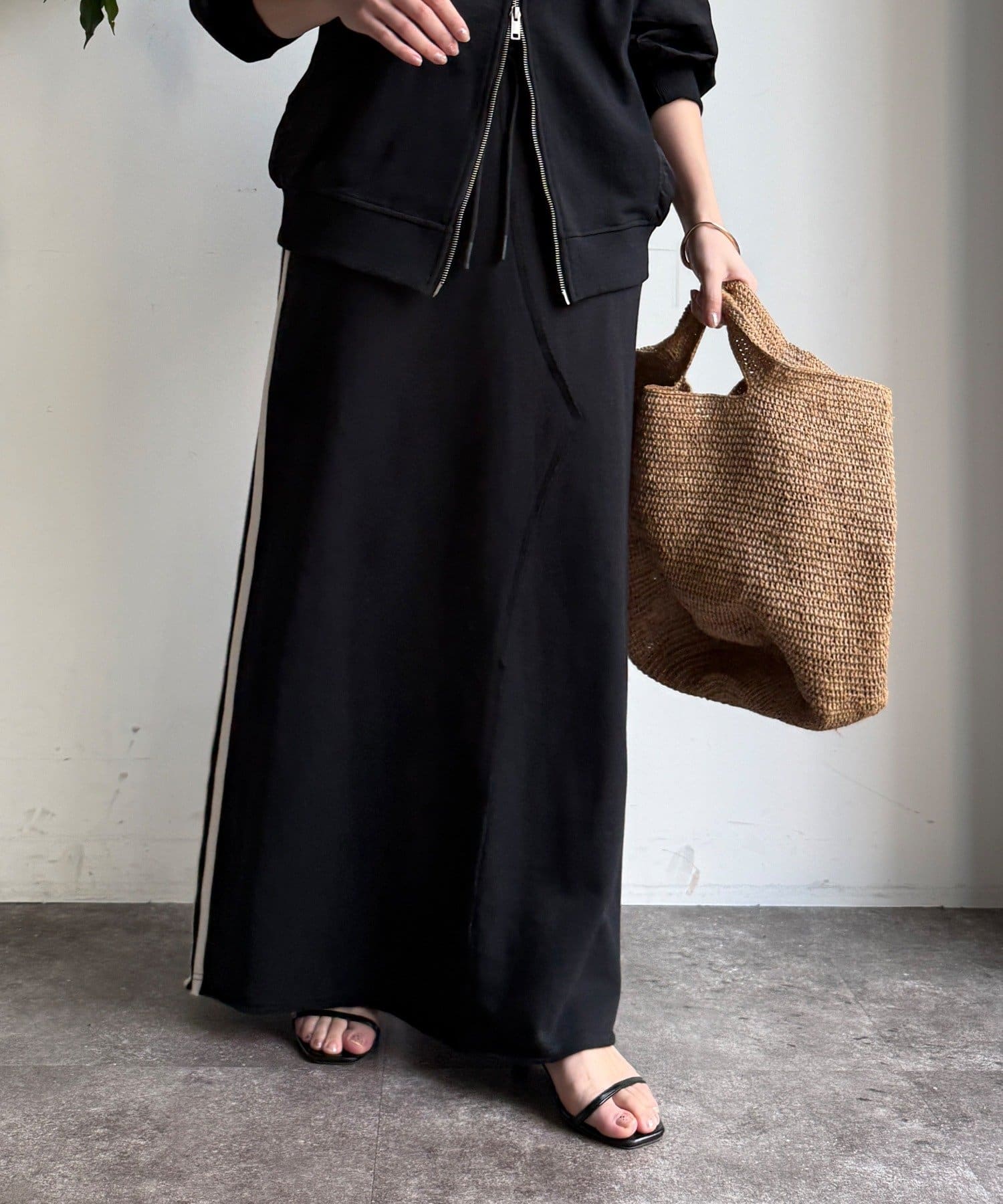 DOUDOU(ドゥドゥ) 【WEB限定】サイドラインスウエットスカート