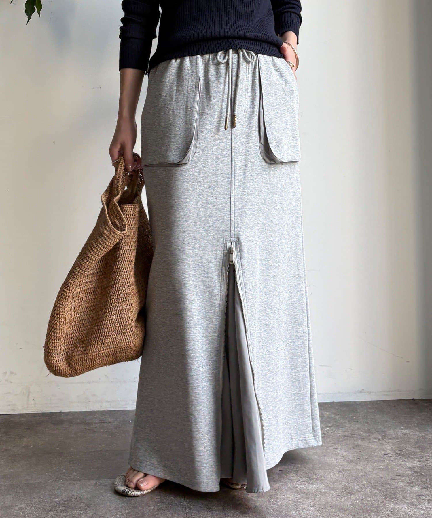 DOUDOU(ドゥドゥ) 【WEB限定】センタージップ裏毛スカート