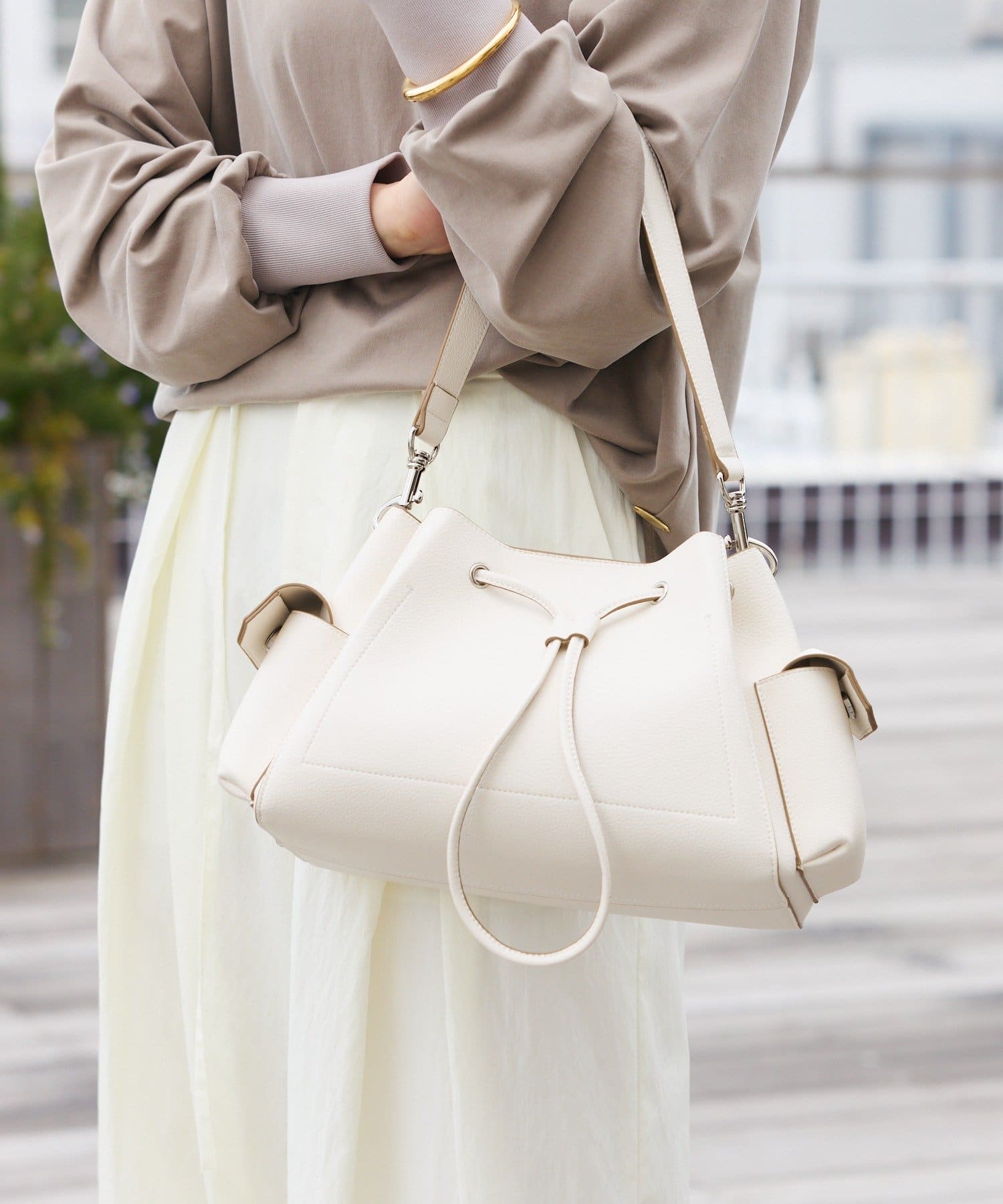 RIVE DROITE(リヴドロワ) 予約【収納力抜群】2WAYサイドポケット巾着ショルダー