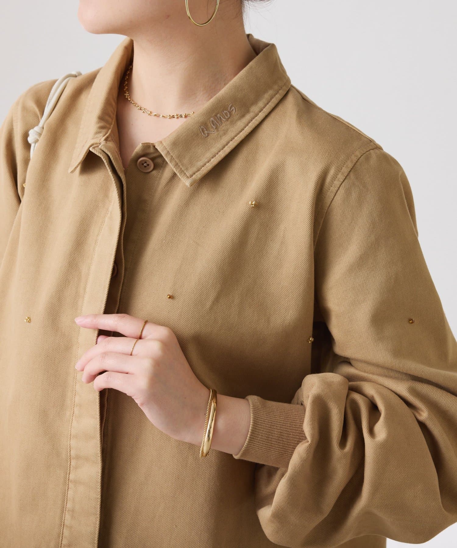 COLLAGE GALLARDAGALANTE(コラージュ ガリャルダガランテ) 【アレンジを楽しめる】Q.anos ドロストスタンドカラーデニムシャツ