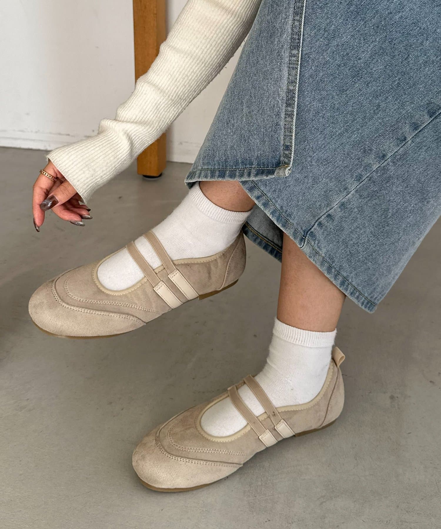 DISCOAT(ディスコート) 【SS先行予約/サッと履ける♪】2ストラップバレエスニーカー