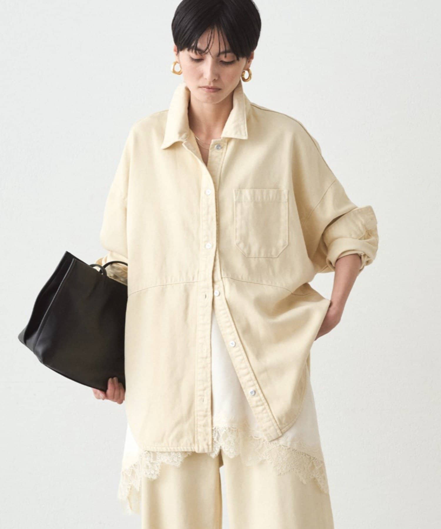 LOUNGEDRESS(ラウンジドレス) スウィッチカラーデニムシャツ/イエロー