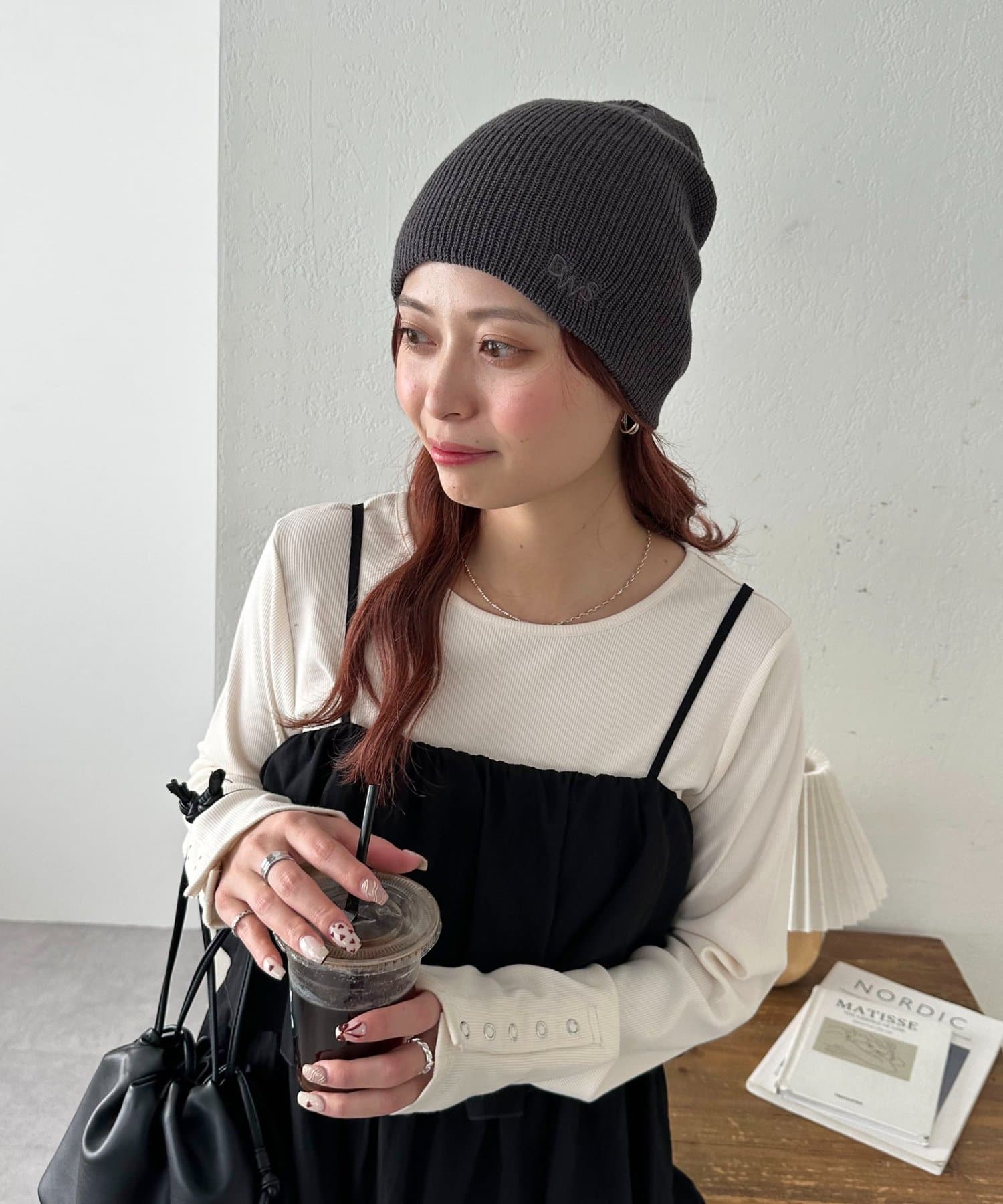 DISCOAT(ディスコート) ロゴ刺繍リブビーニー