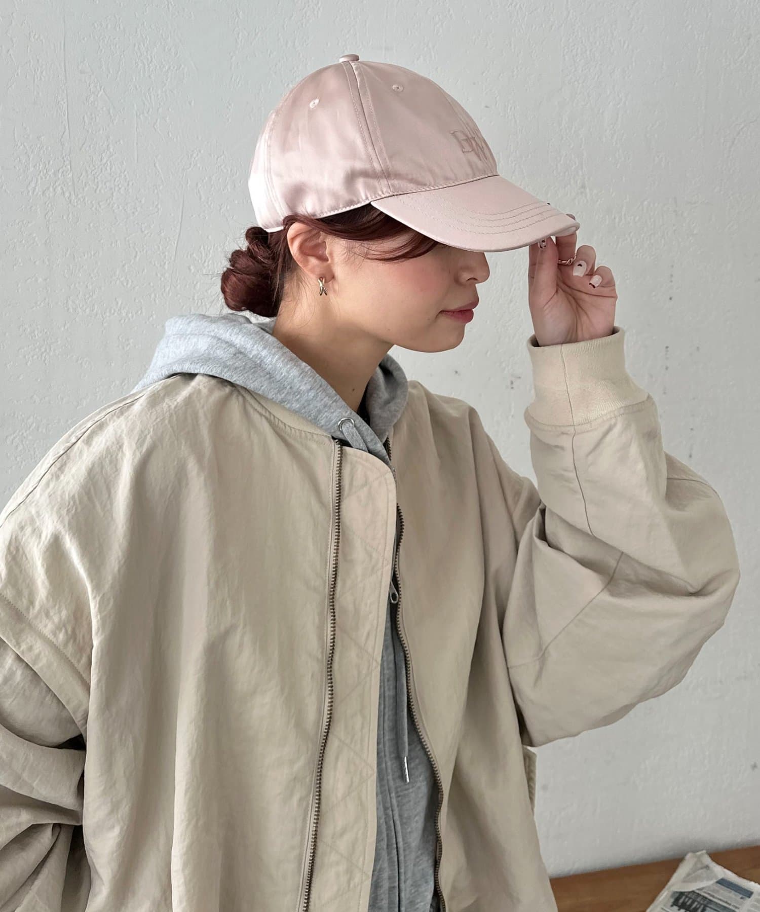 DISCOAT(ディスコート) ロゴ刺繡サテンキャップ