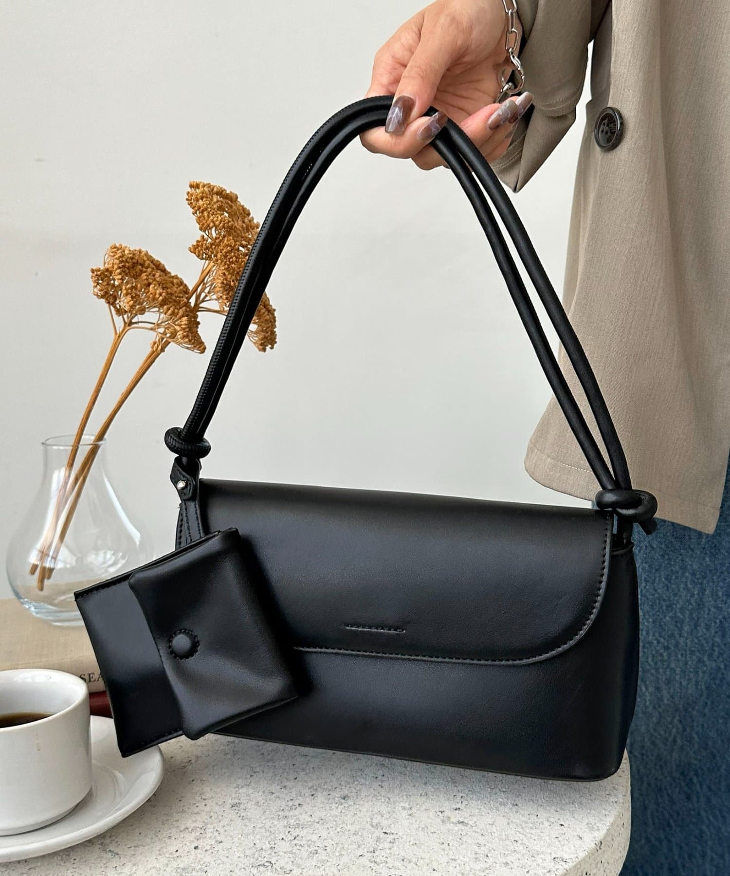 DISCOAT(ディスコート) 【SS先行予約/オンオフ使える◎】ポーチ付フラップショルダーバッグ