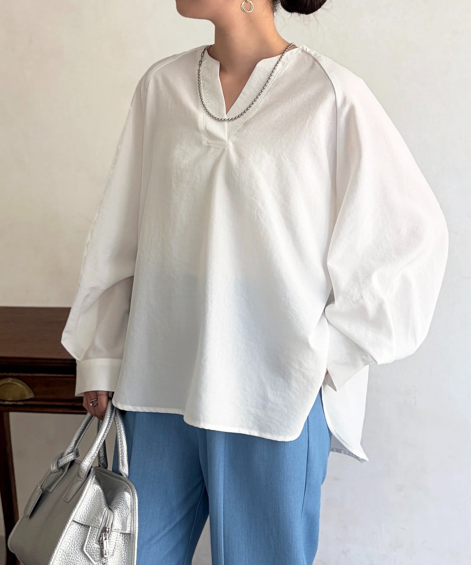 Chez toi(シェトワ) リネンライクスキッパーブラウス