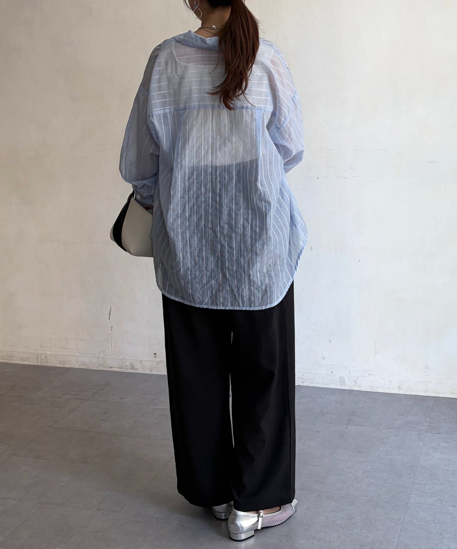 Chez toi(シェトワ) リネンライクベルトレスワイドパンツ