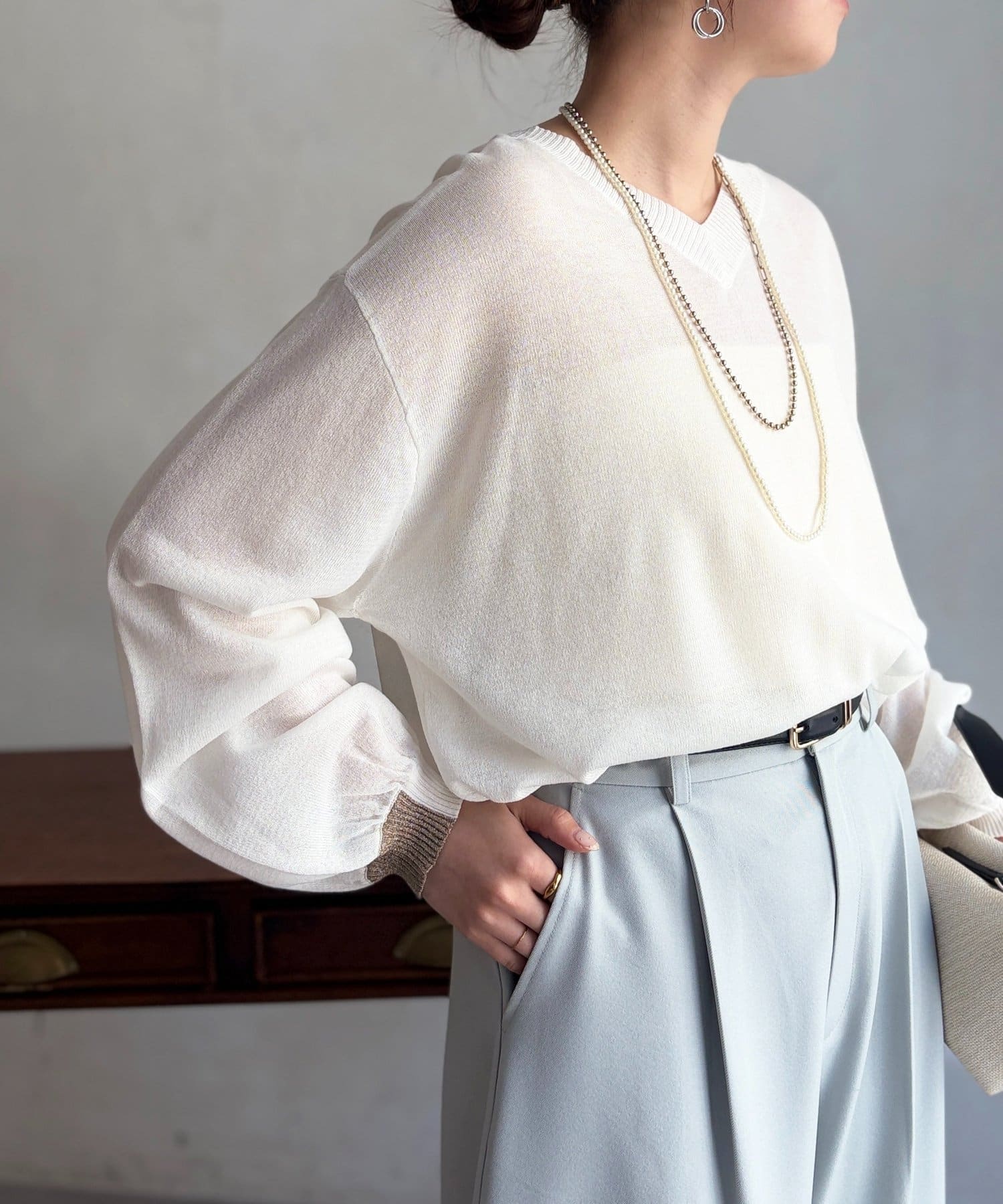 Chez toi(シェトワ) UV加工2WAYZIPカーディガン