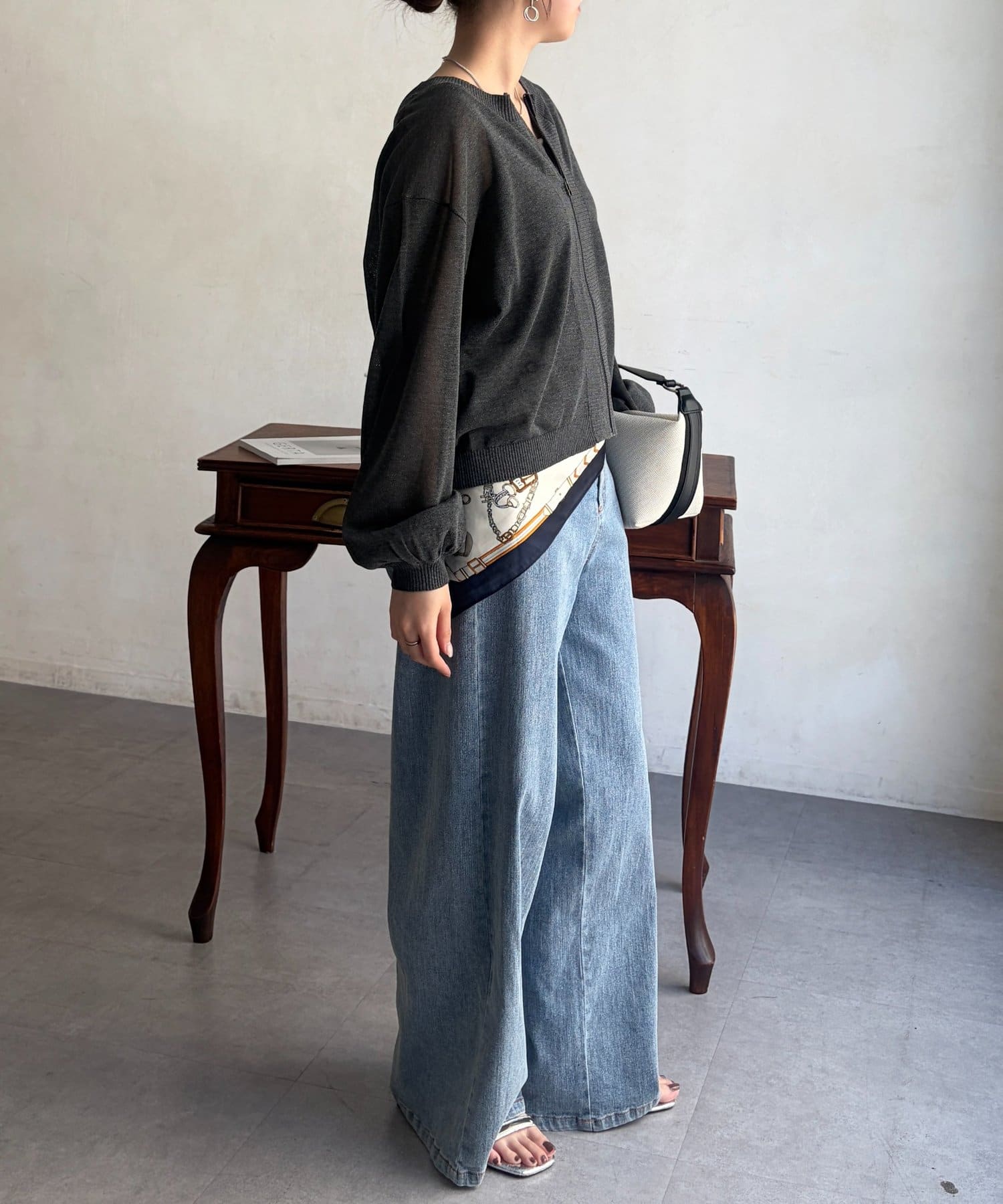 Chez toi(シェトワ) UV加工2WAYZIPカーディガン