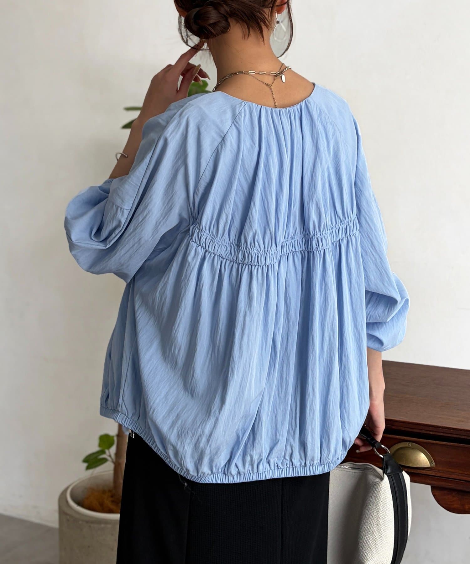 Chez toi(シェトワ) レーヨンナイロンギャザーブルゾン