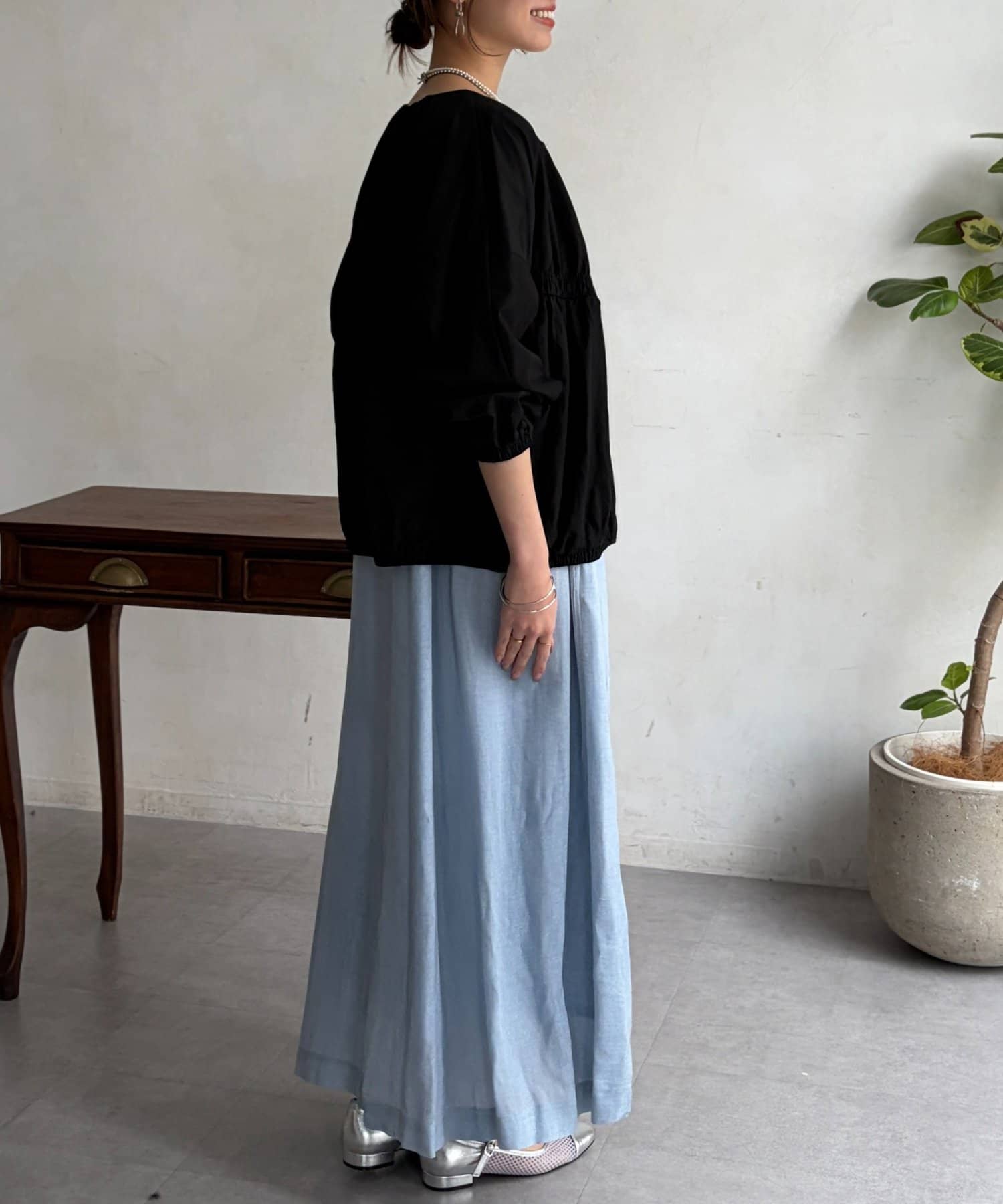 Chez toi(シェトワ) レーヨンナイロンギャザーブルゾン