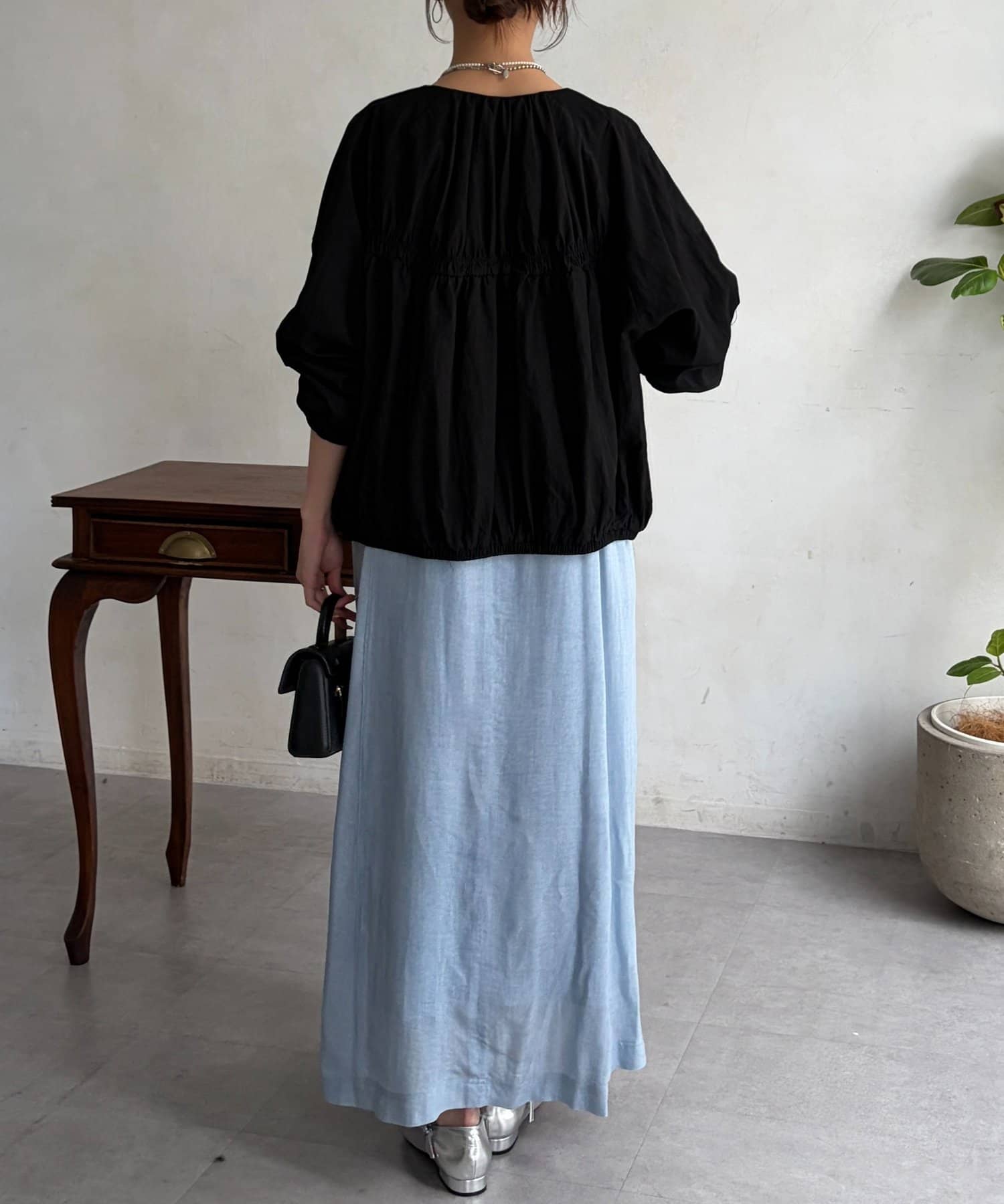 Chez toi(シェトワ) レーヨンナイロンギャザーブルゾン