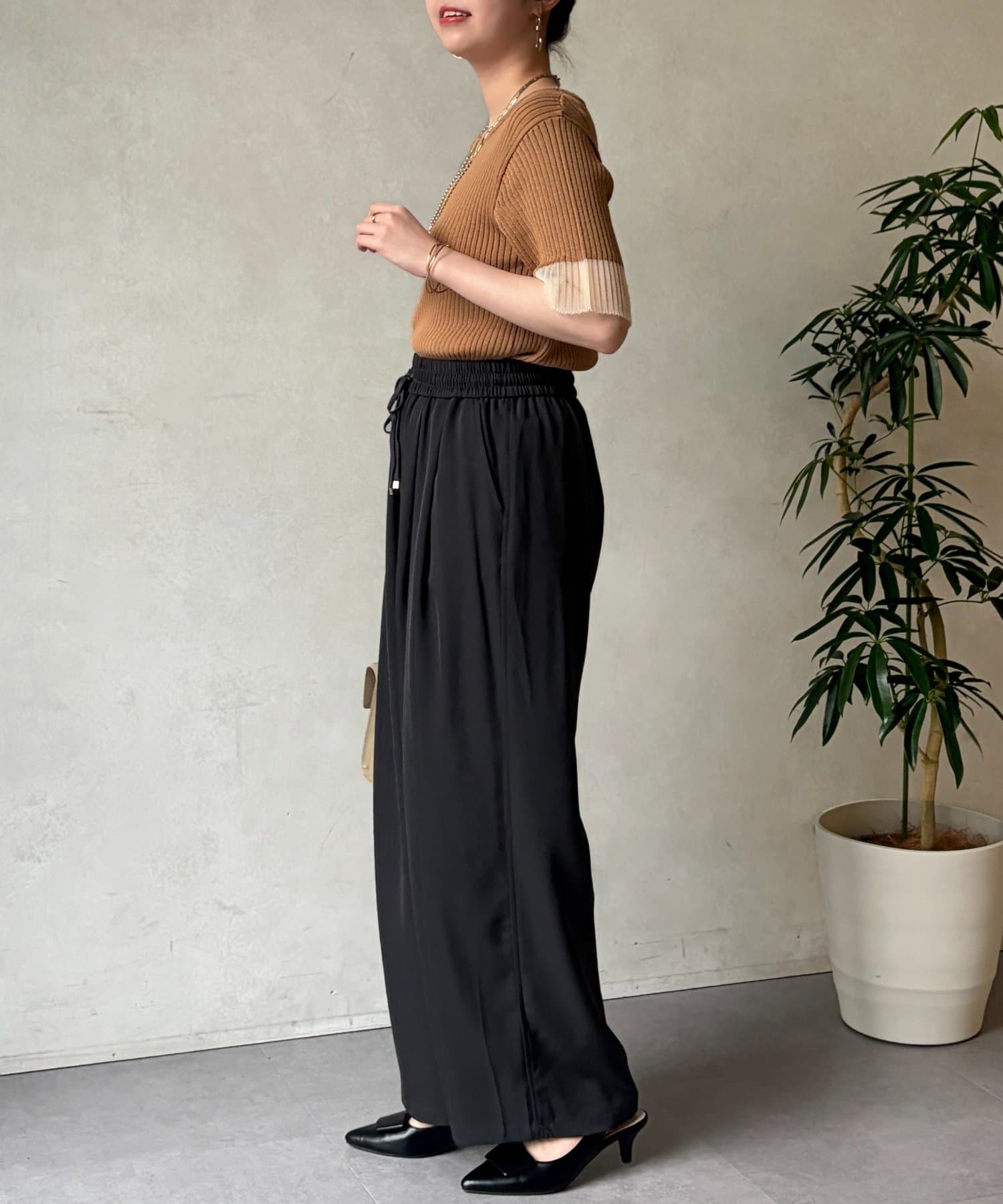 Chez toi(シェトワ) クレープイージーパンツ