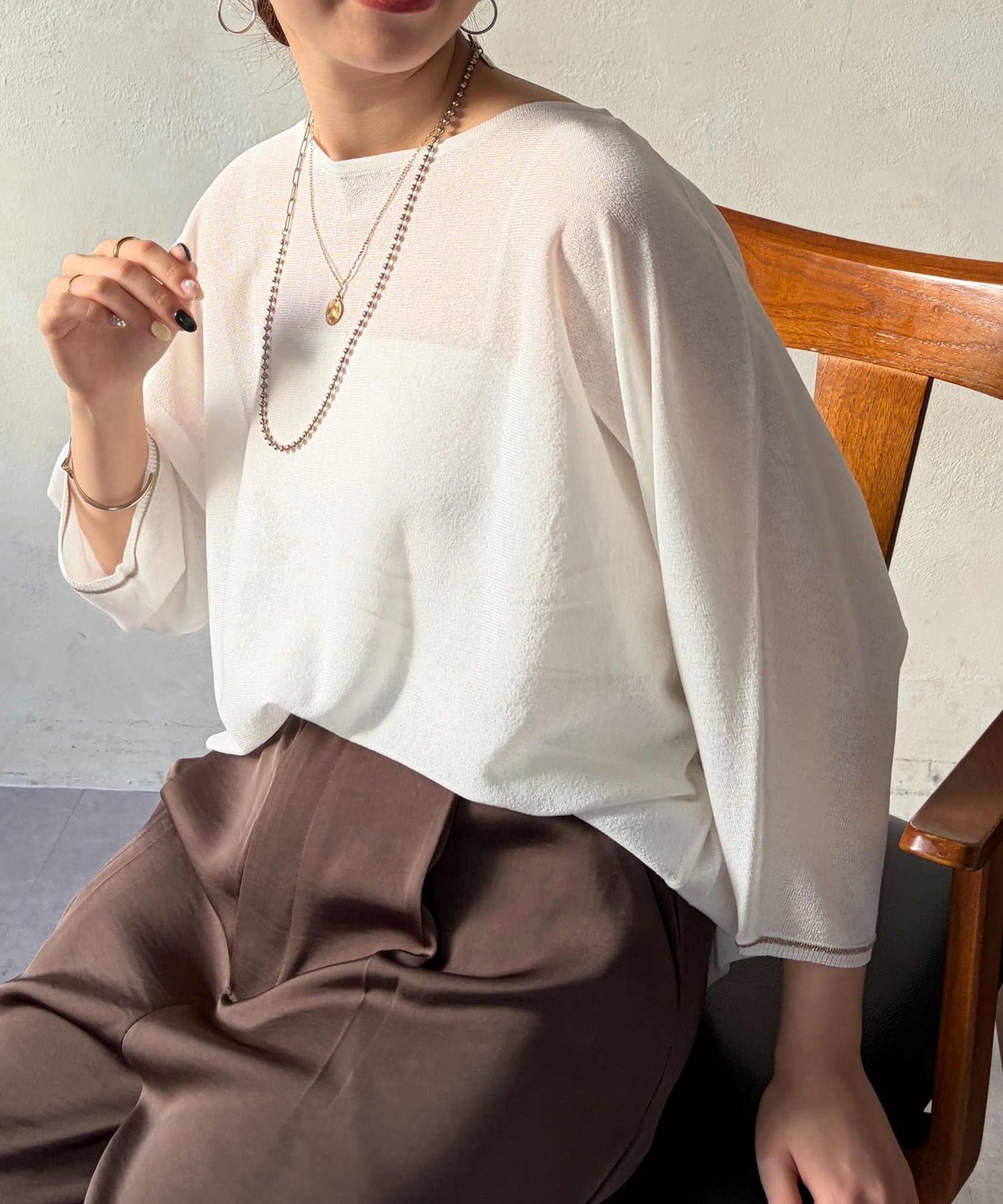 Chez toi(シェトワ) UV加工ドルマンプルオーバー