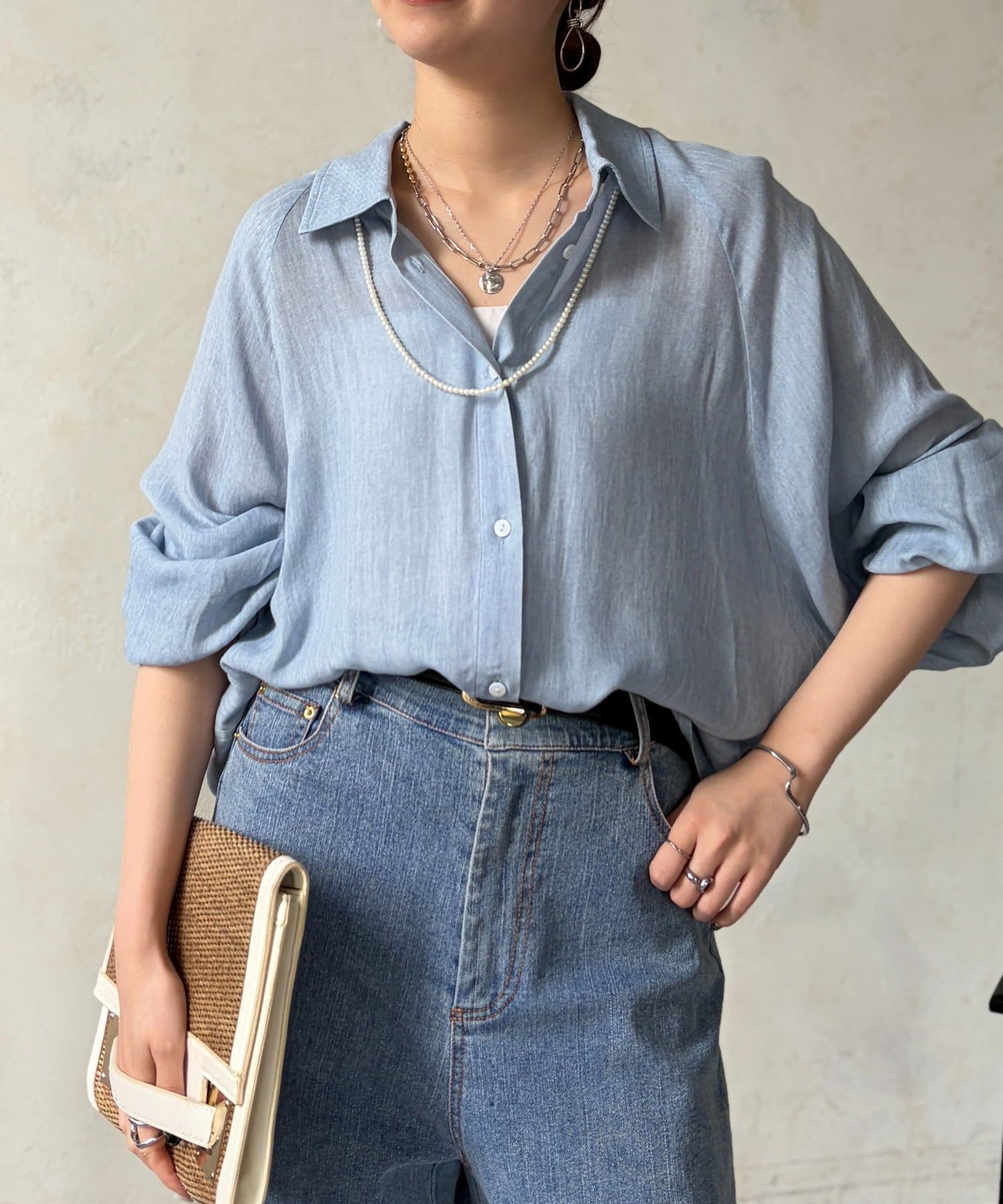 Chez toi(シェトワ) シアーデニムドルマンシャツ