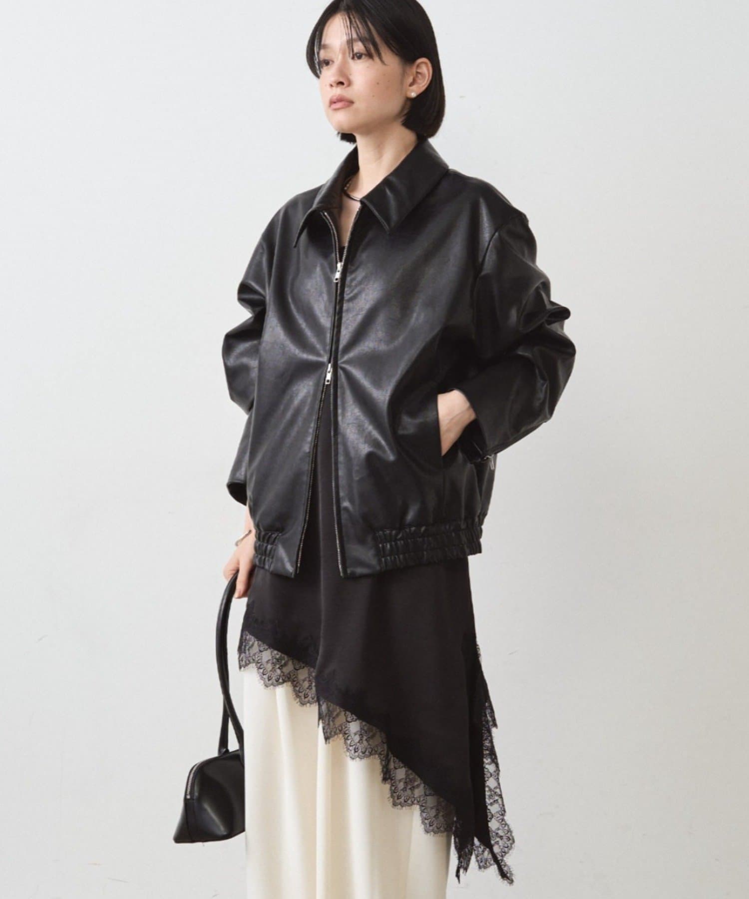 LOUNGEDRESS(ラウンジドレス) サテンレースアシメキャミ