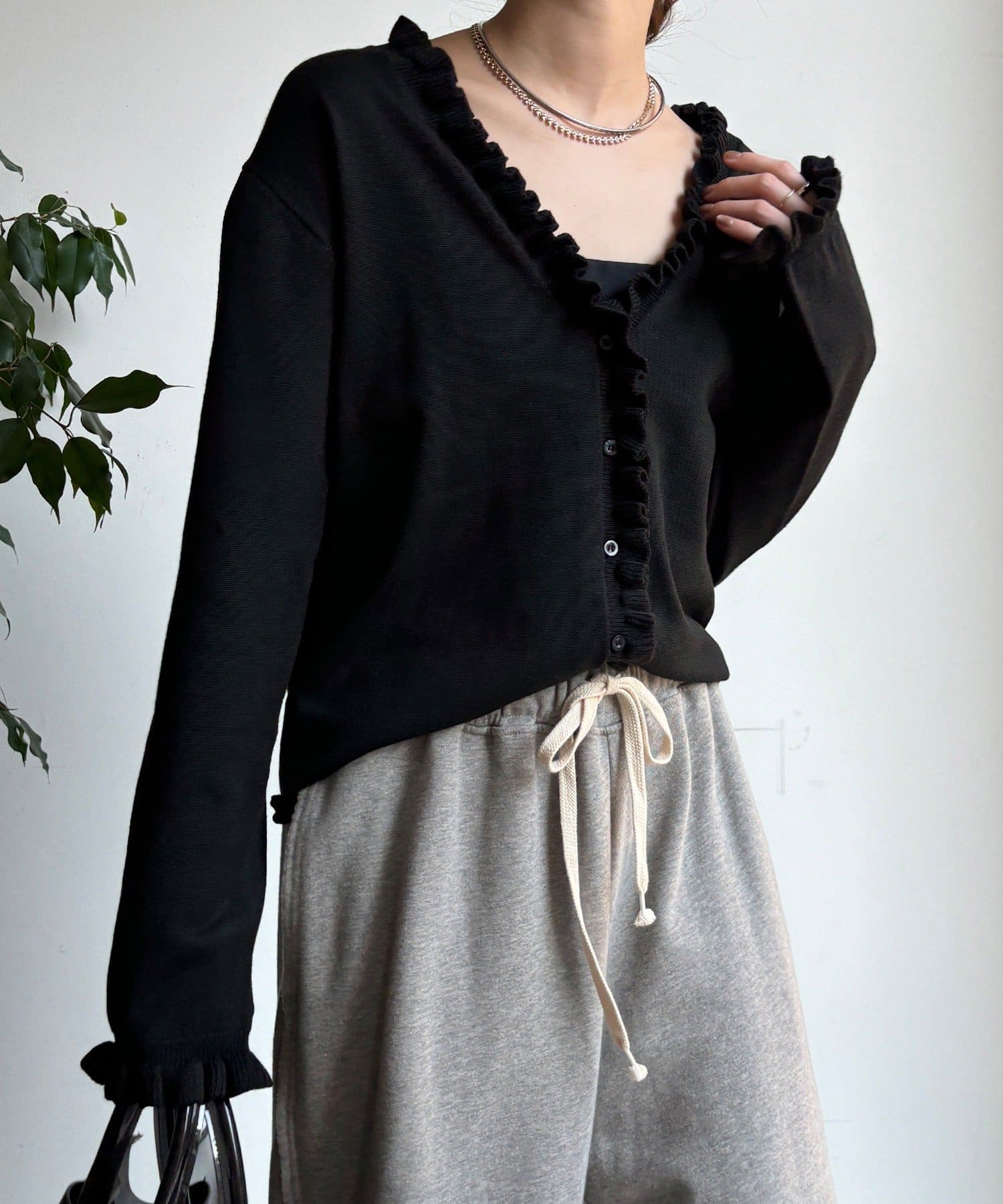 DOUDOU(ドゥドゥ) 【WEB限定】ニットフリルカーディガン