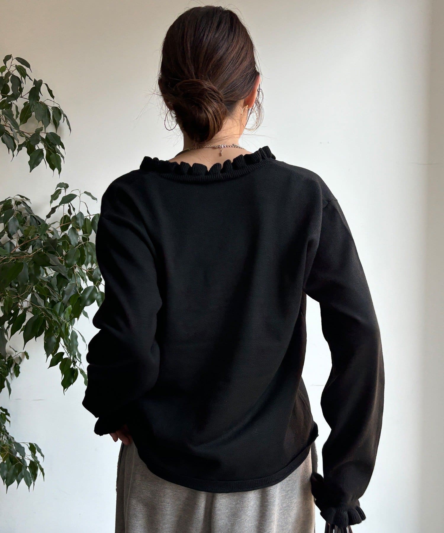 DOUDOU(ドゥドゥ) 【WEB限定】ニットフリルカーディガン