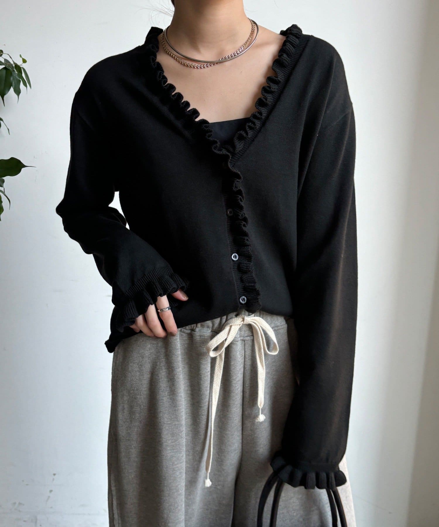 DOUDOU(ドゥドゥ) 【WEB限定】ニットフリルカーディガン