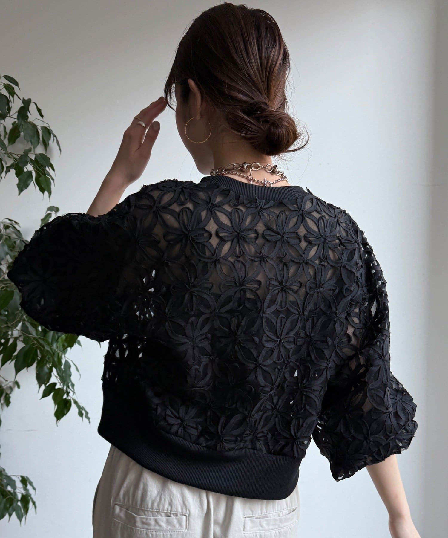 DOUDOU(ドゥドゥ) 【WEB限定】フラワーチュールジップブルゾン