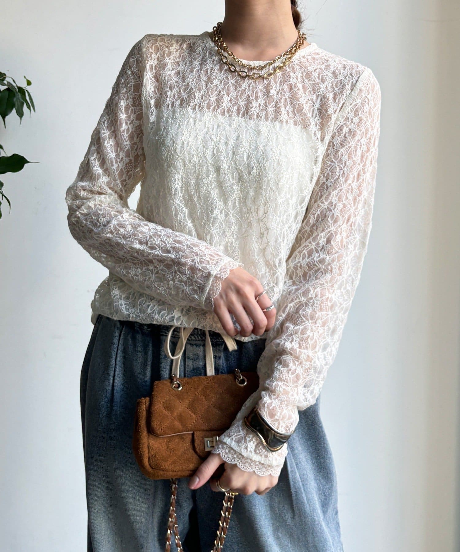 DOUDOU(ドゥドゥ) 【WEB限定】レースサイドタックプルオーバー