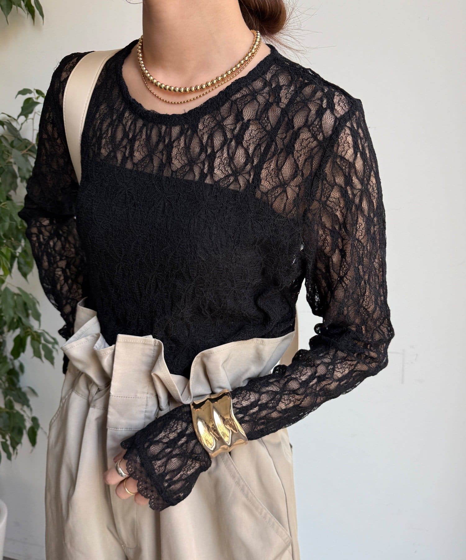 DOUDOU(ドゥドゥ) 【WEB限定】レースサイドタックプルオーバー