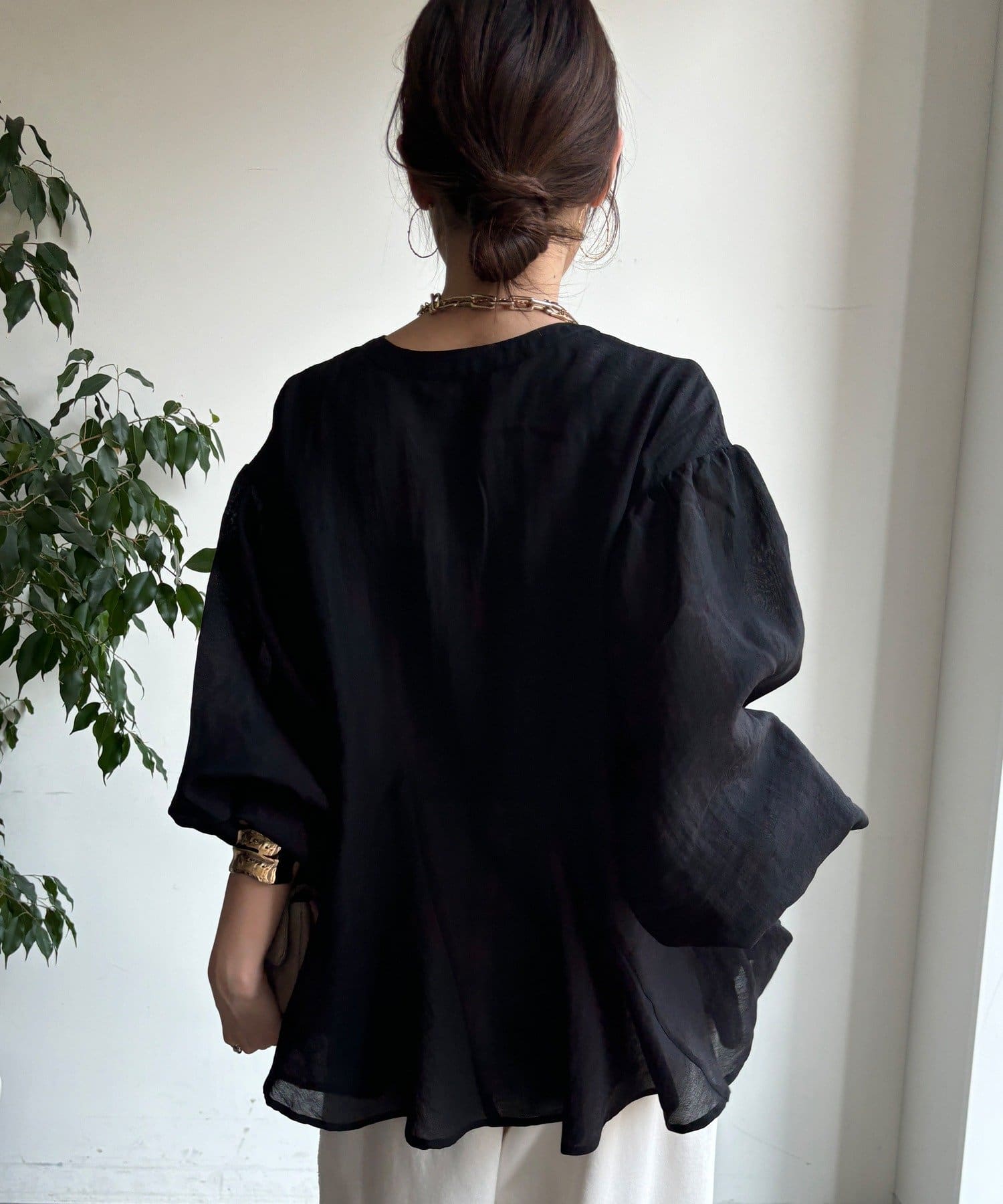 DOUDOU(ドゥドゥ) 【WEB限定】切替ギャザーブラウス