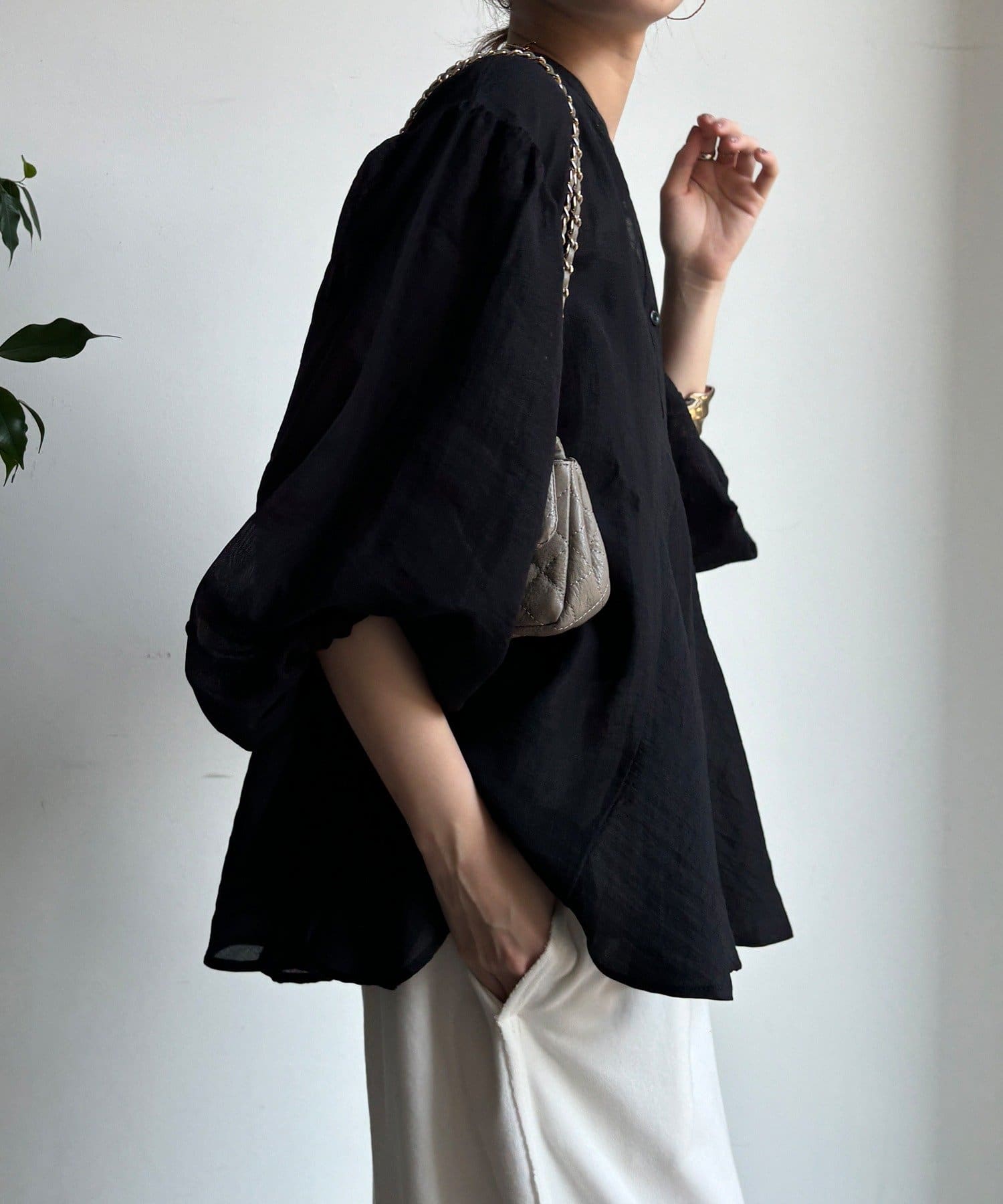 DOUDOU(ドゥドゥ) 【WEB限定】切替ギャザーブラウス