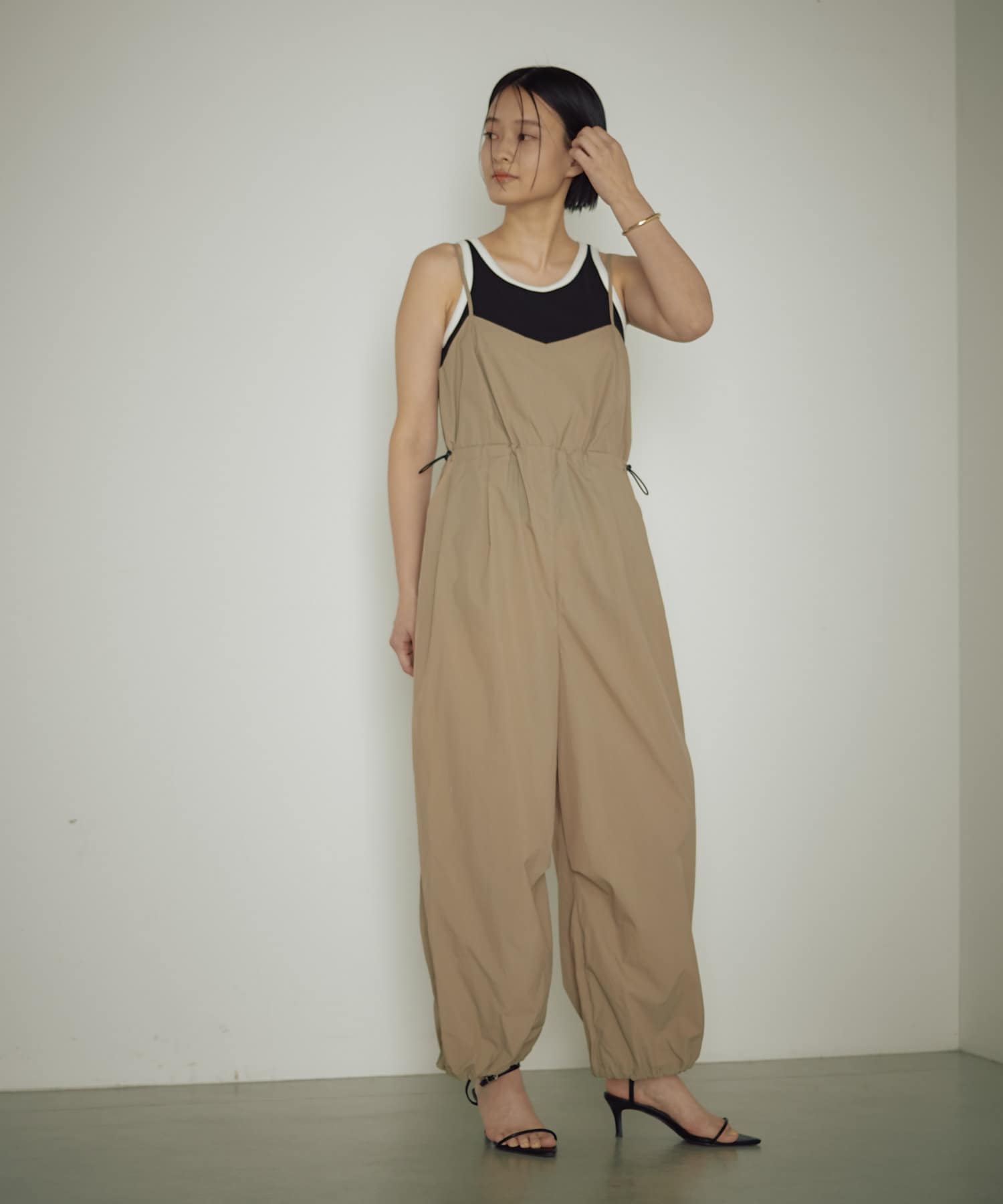 OUTLET(アウトレット) 【earthy_】ナイロンキャミサロペット