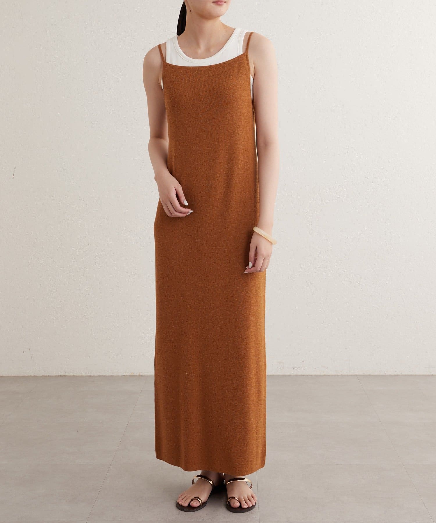 OUTLET(アウトレット) 【earthy_】エコリッチニットキャミワンピース