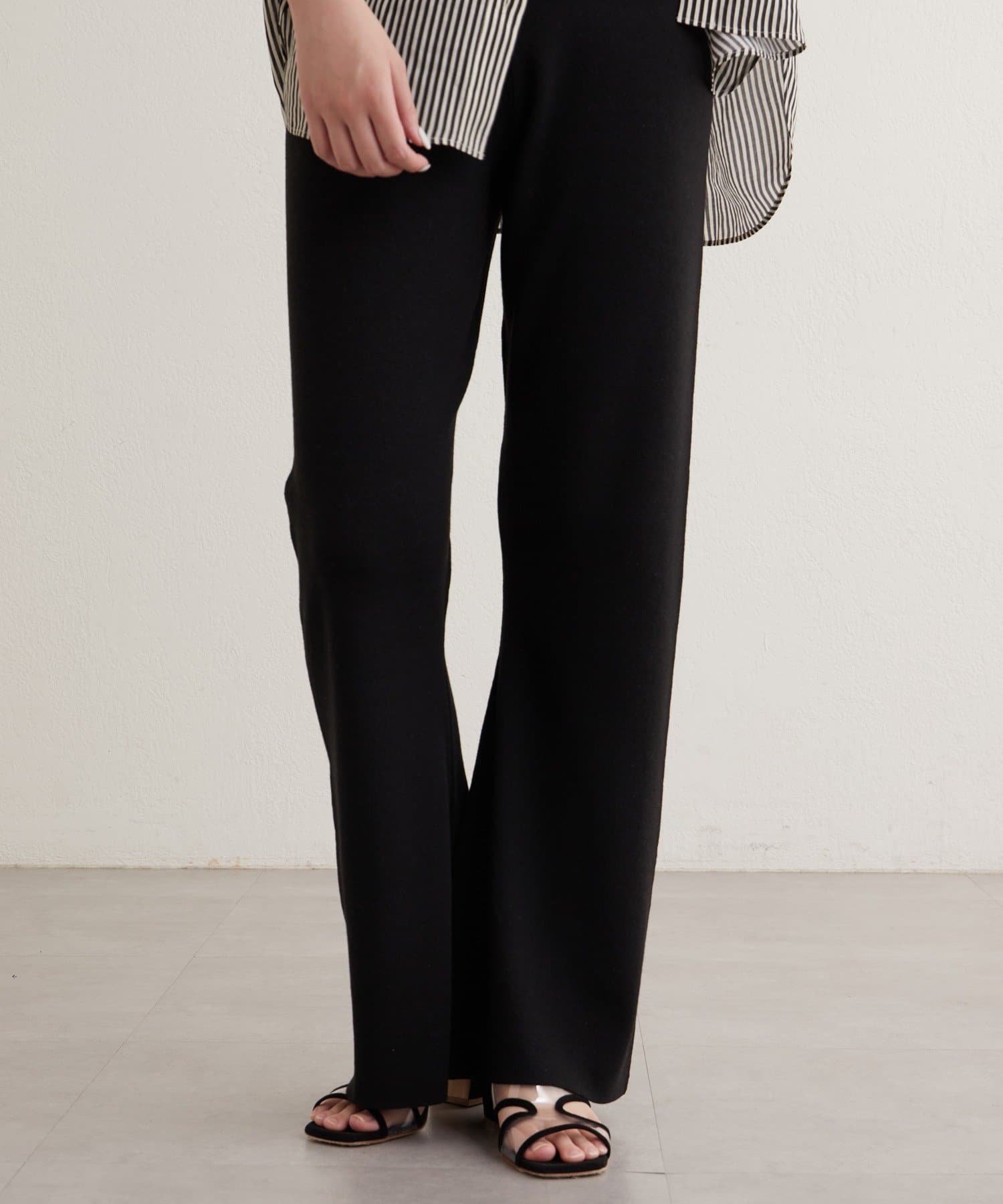 OUTLET(アウトレット) 【earthy_】エコリッチセミフレアニットパンツ