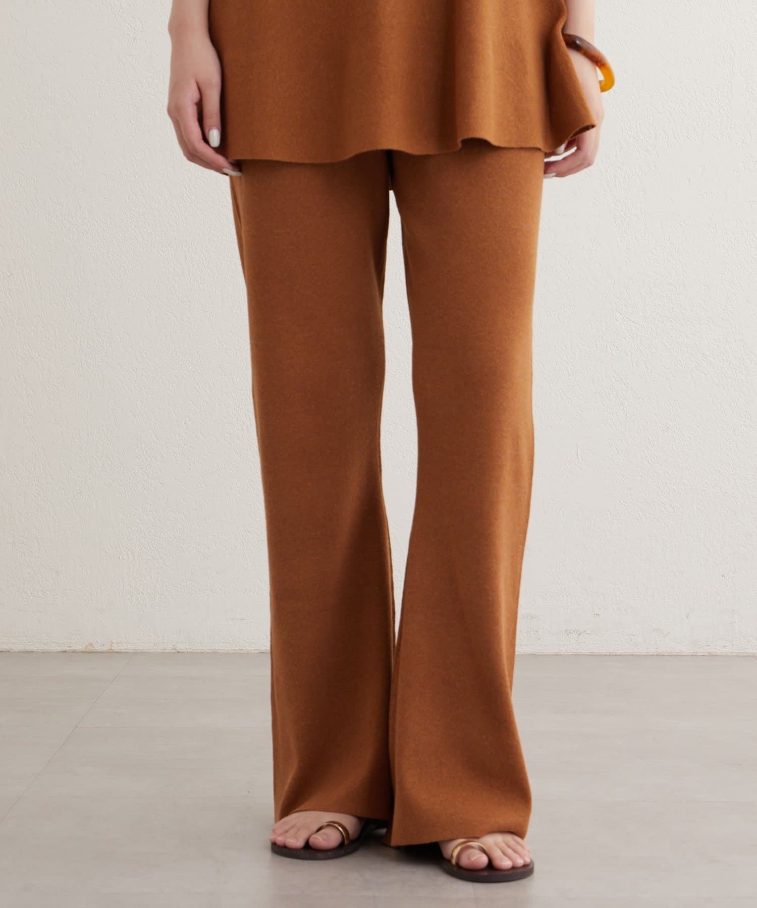 OUTLET(アウトレット) 【earthy_】エコリッチセミフレアニットパンツ