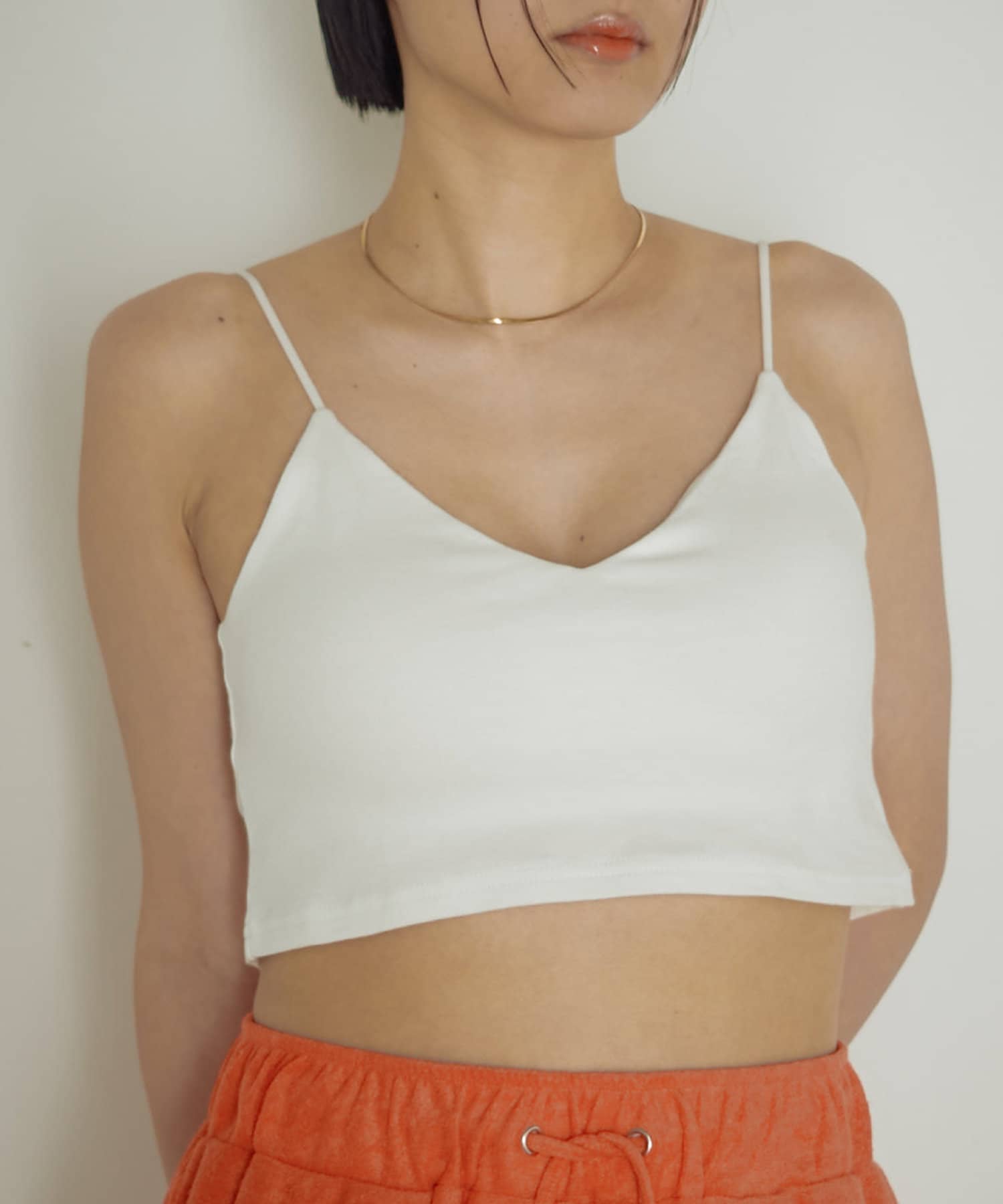 OUTLET(アウトレット) 【earthy_】オーガニックコットンカップ付きクロップドVキャミソール