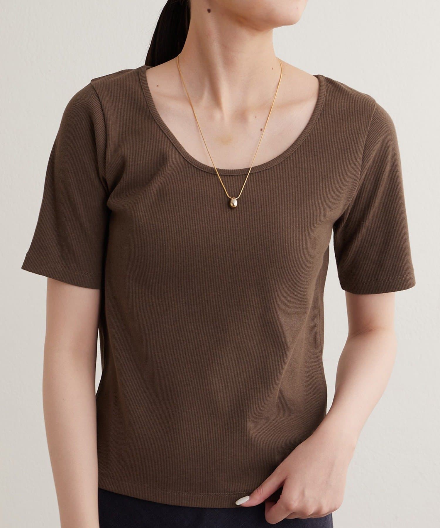 OUTLET(アウトレット) 【earthy_】OネックリブTEE