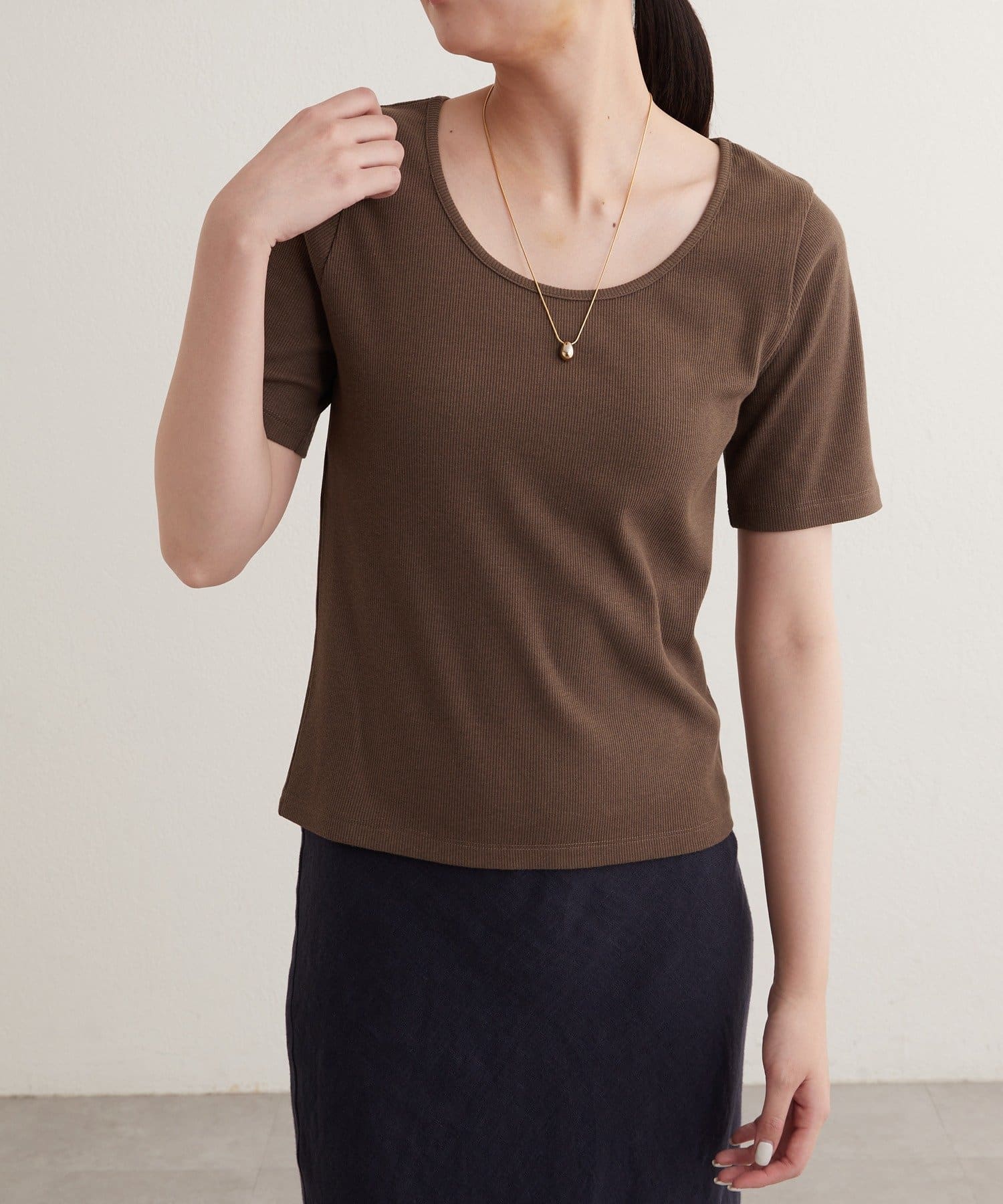 OUTLET(アウトレット) 【earthy_】OネックリブTEE