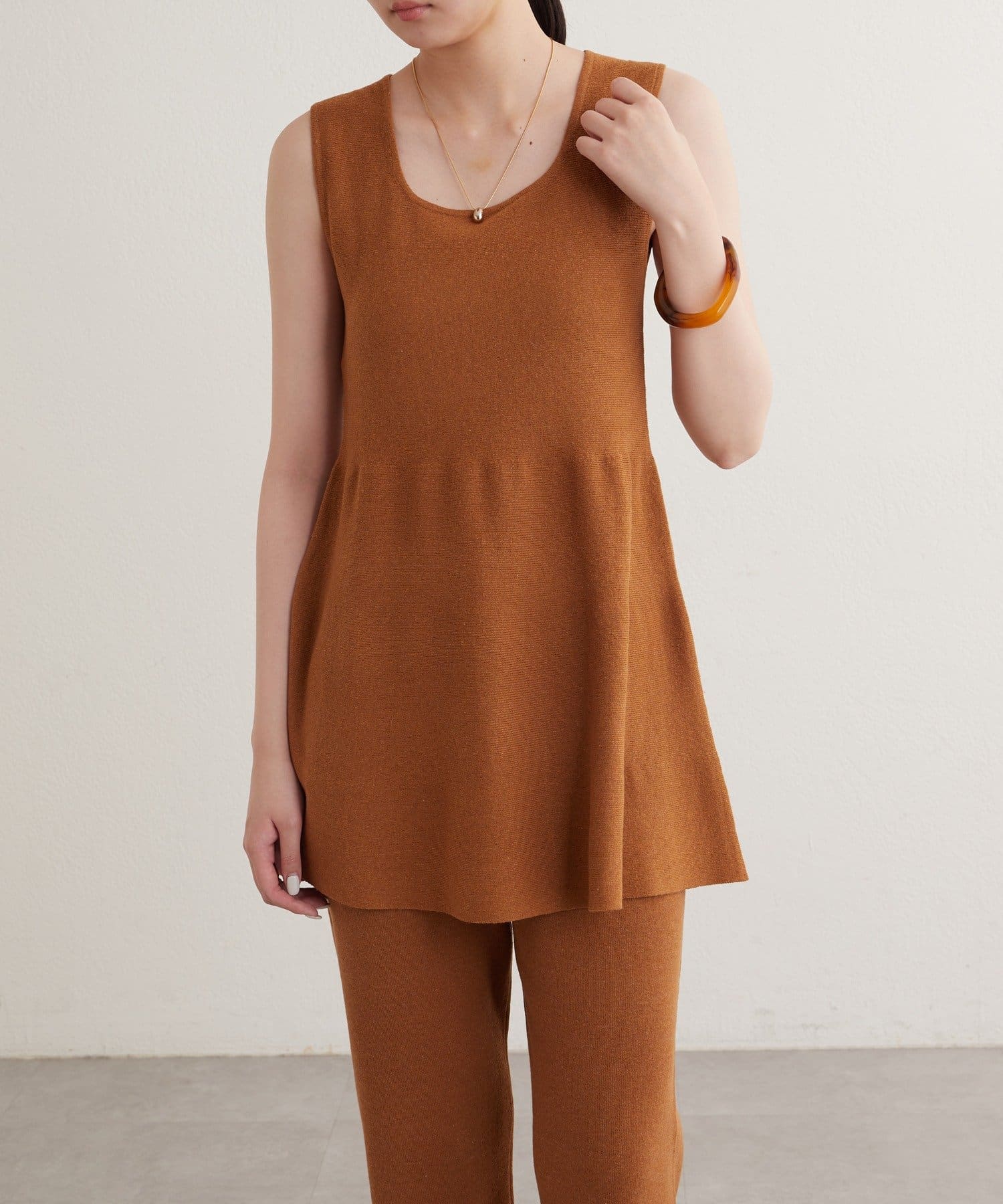 OUTLET(アウトレット) 【earthy_】エコリッチフレアニットタンクトップ