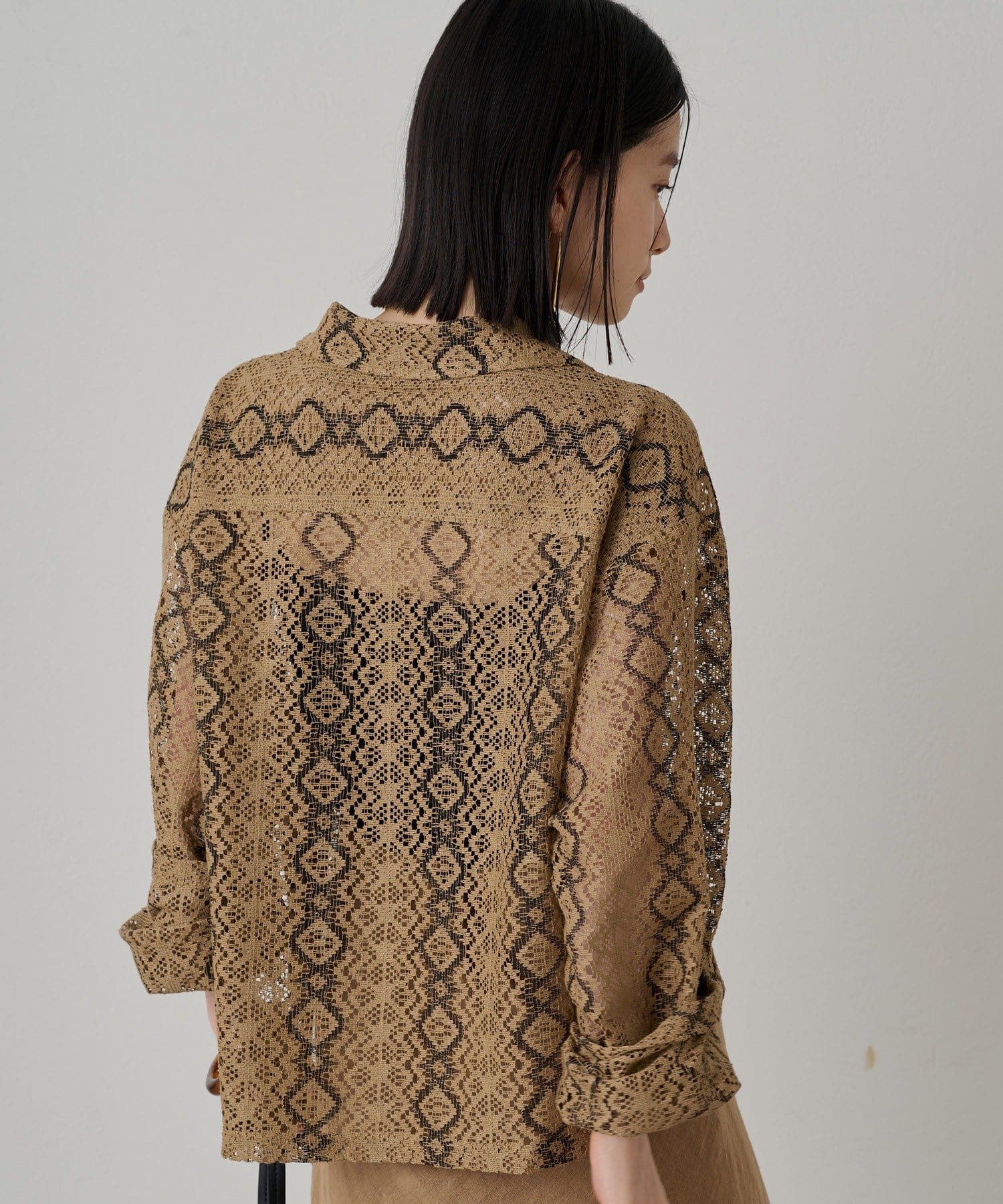 OUTLET(アウトレット) 【Loungedress】レース開襟シャツ