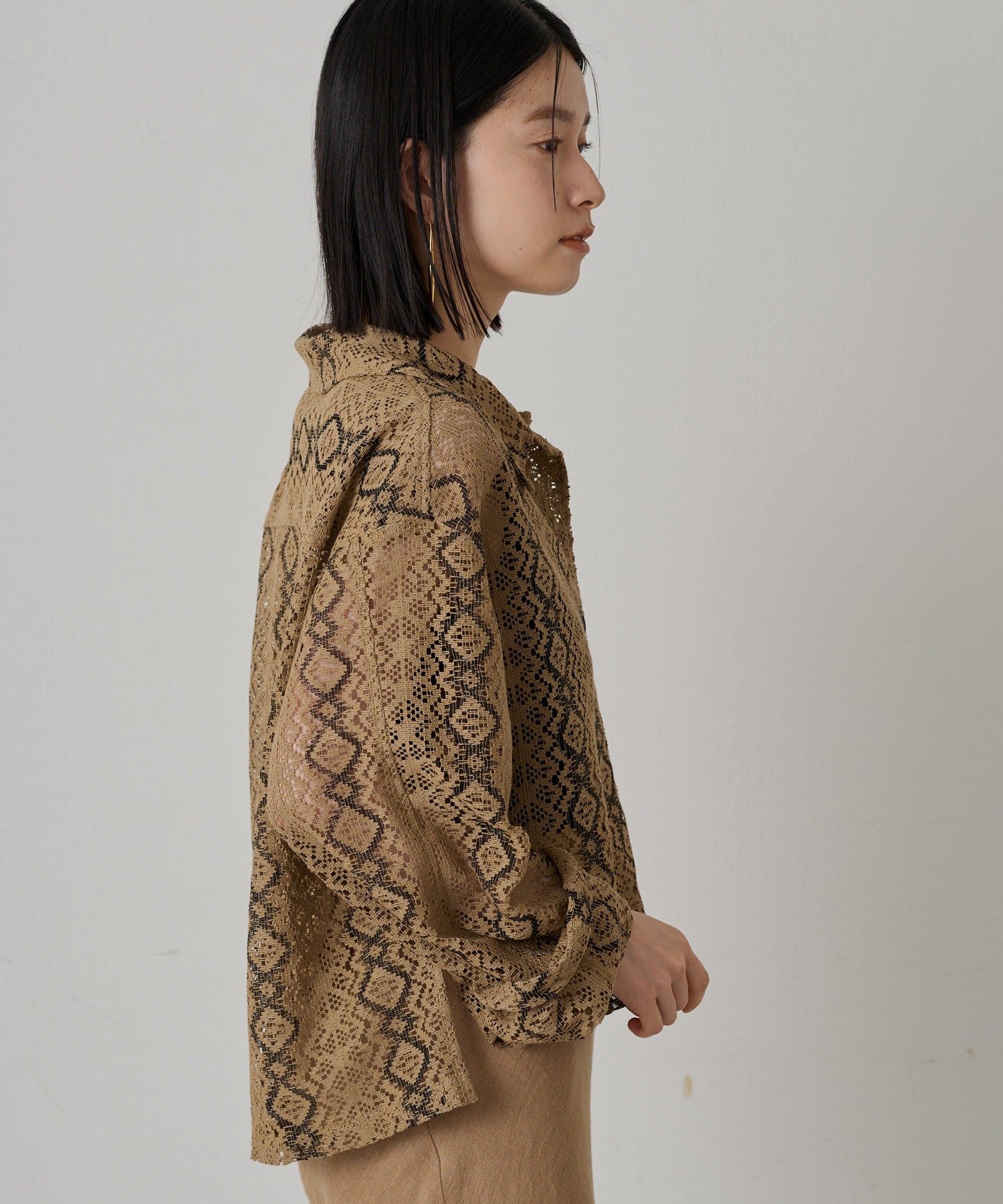 OUTLET(アウトレット) 【Loungedress】レース開襟シャツ