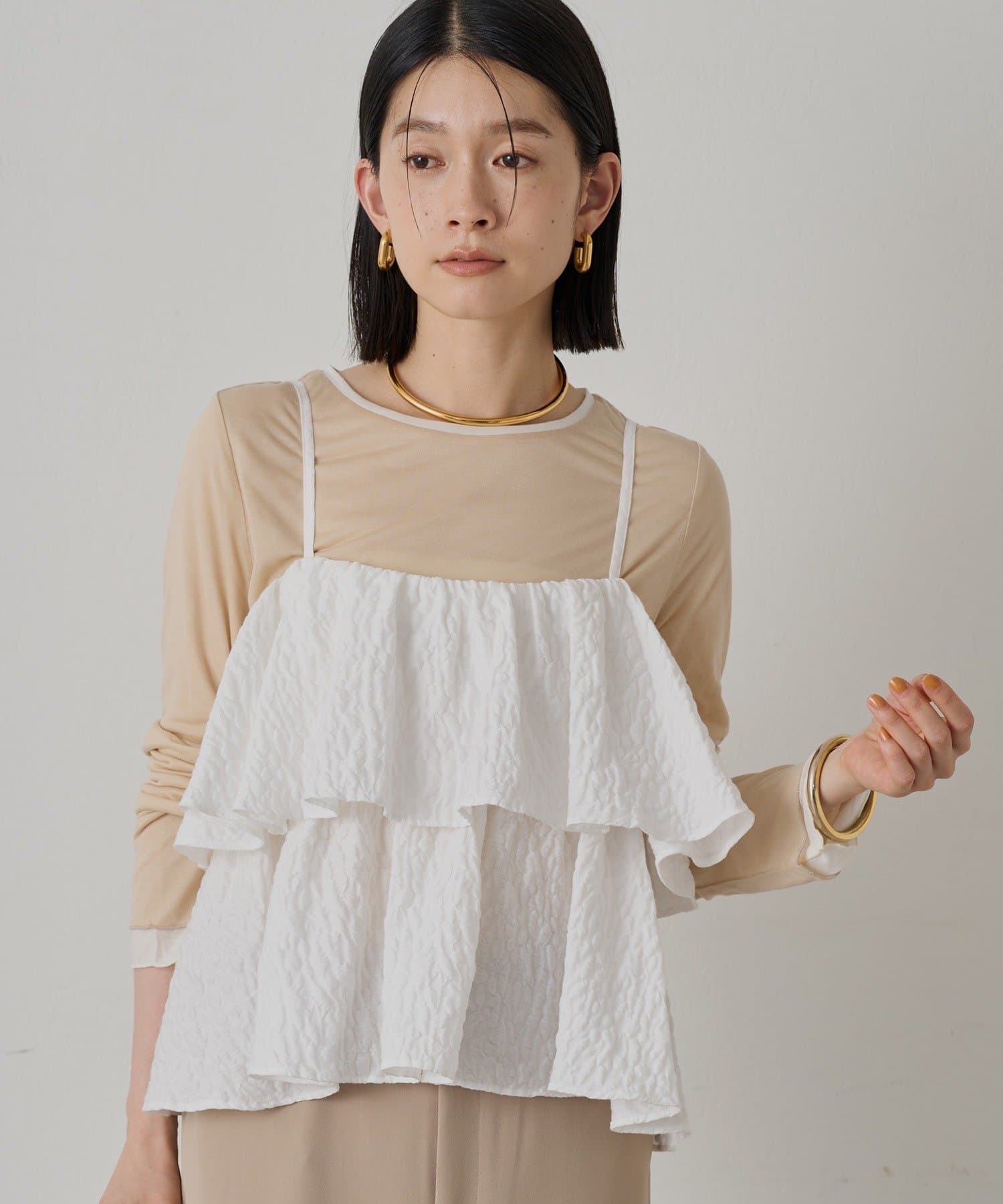 OUTLET(アウトレット) 【Loungedress】フリルビスチェ