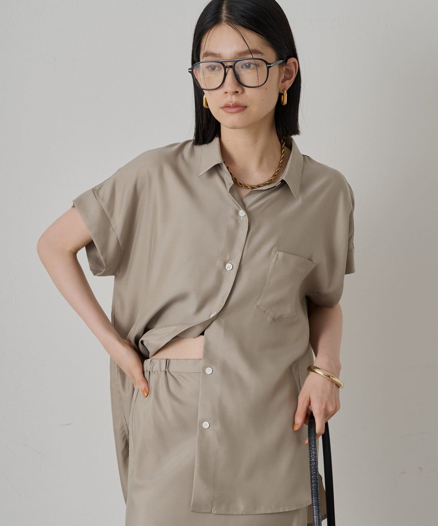 OUTLET(アウトレット) 【Loungedress】フィブリルフレンチシャツ