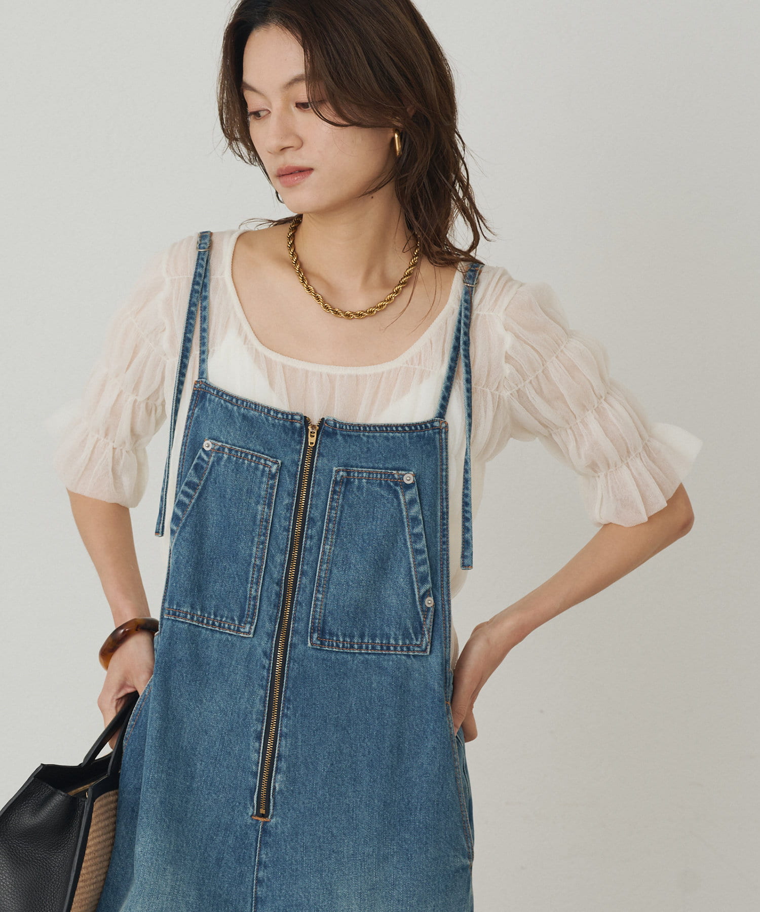 OUTLET(アウトレット) 【Loungedress】シャーリングニットブラウス