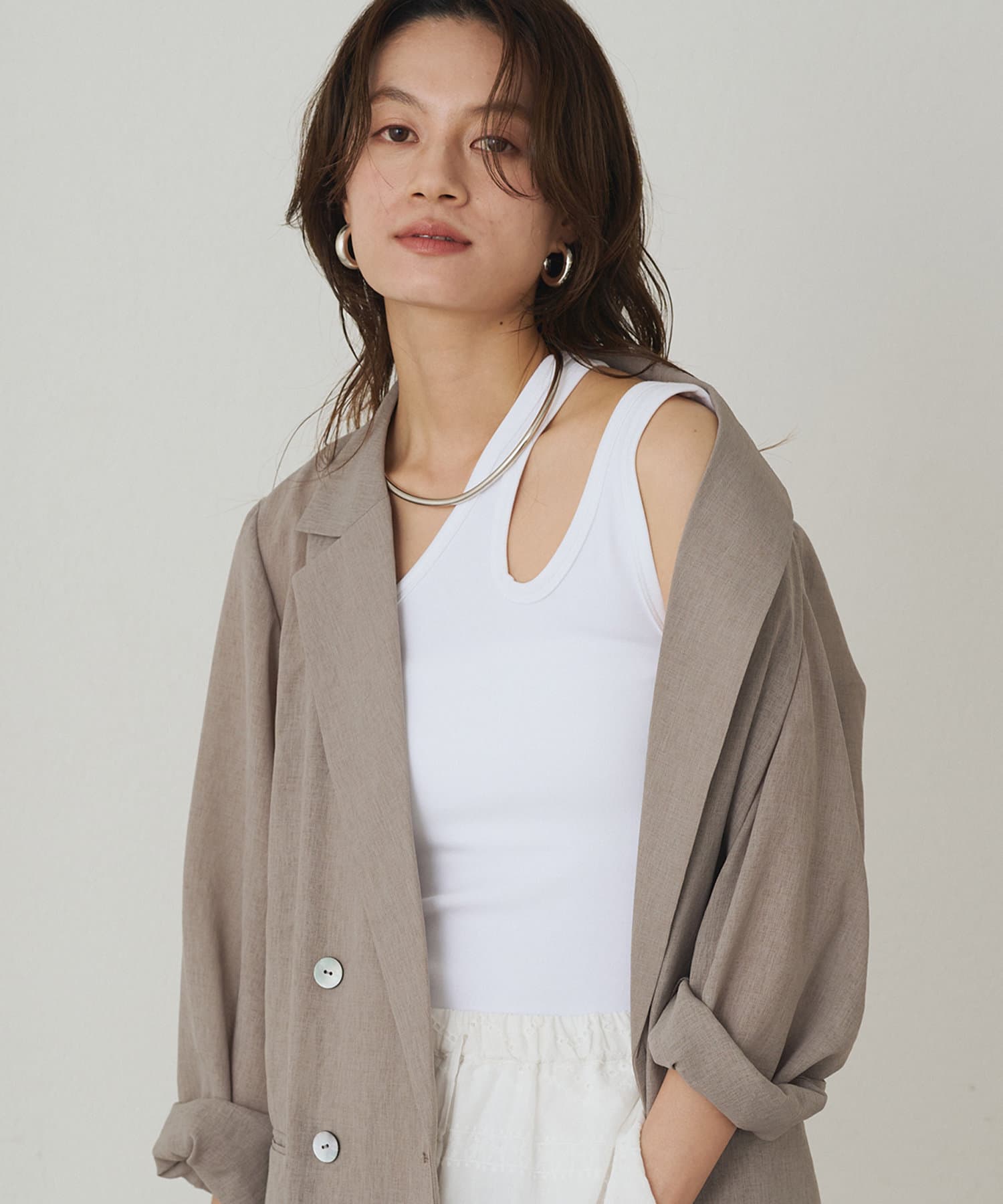 OUTLET(アウトレット) 【Loungedress】アシメタンク