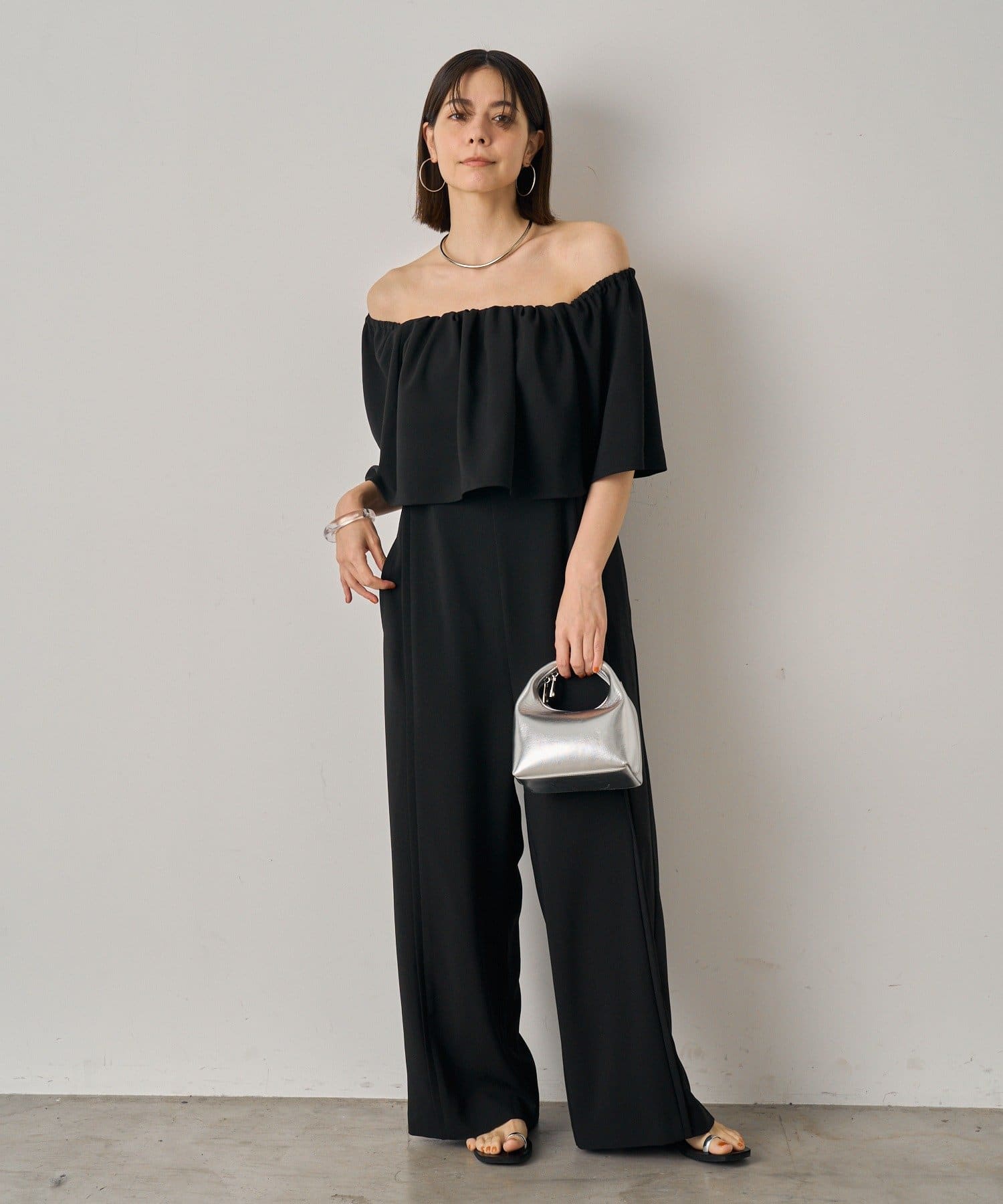 OUTLET(アウトレット) 【Loungedress】オフショルオールインワン